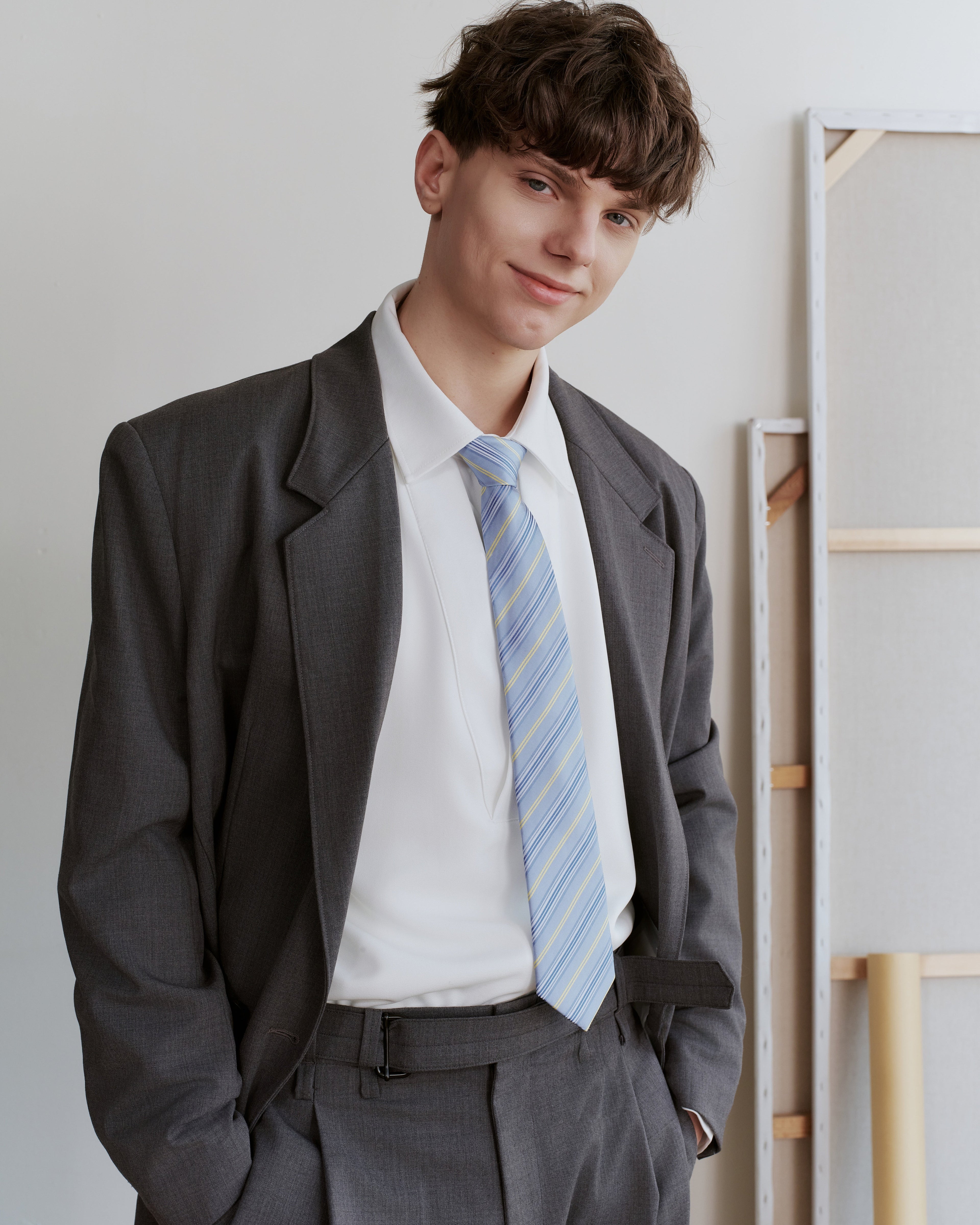 Regency Striped Silk Jacquard Tie - Sky Blue