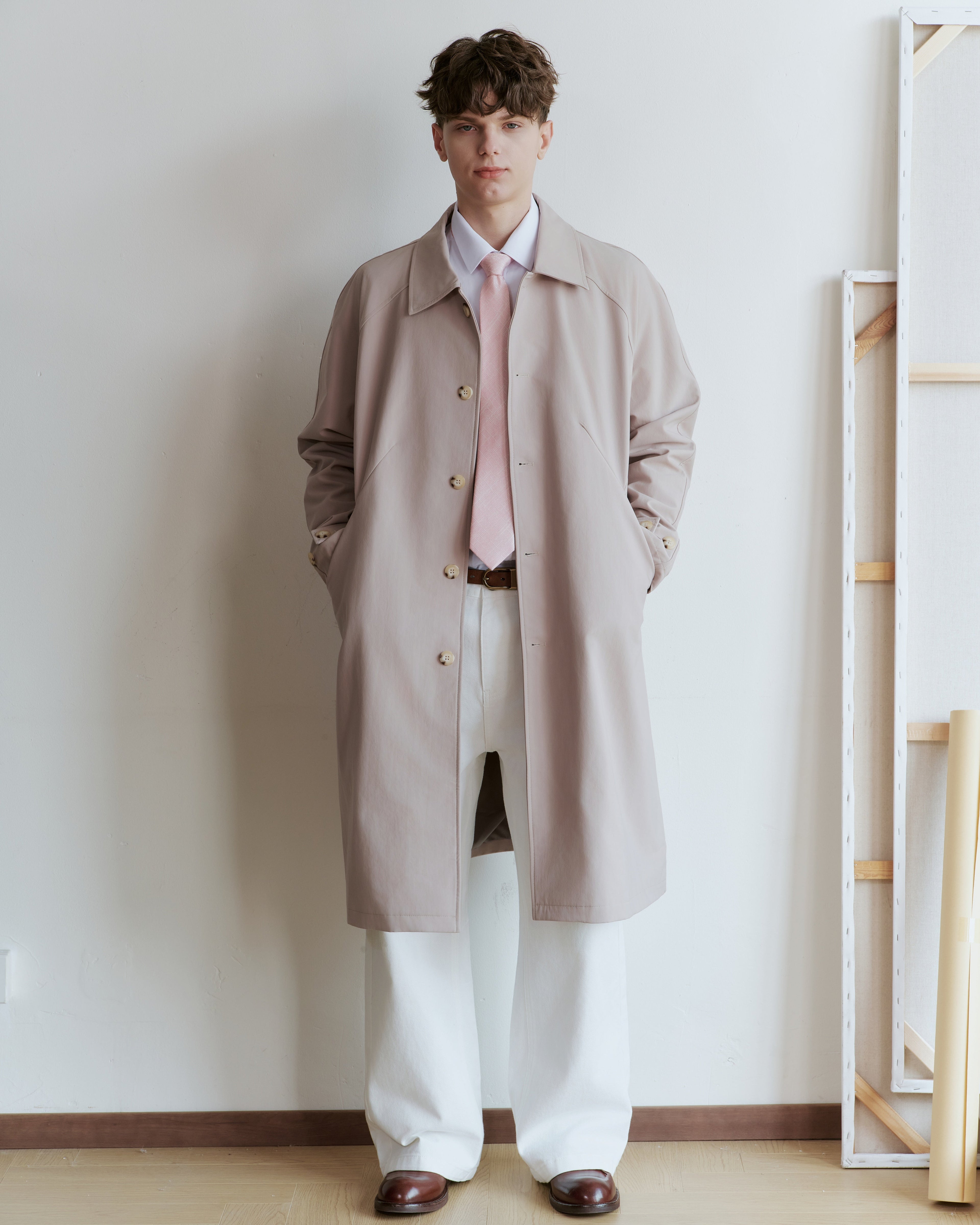 Metallic Boucle Silk Jacquard Tie - Pink