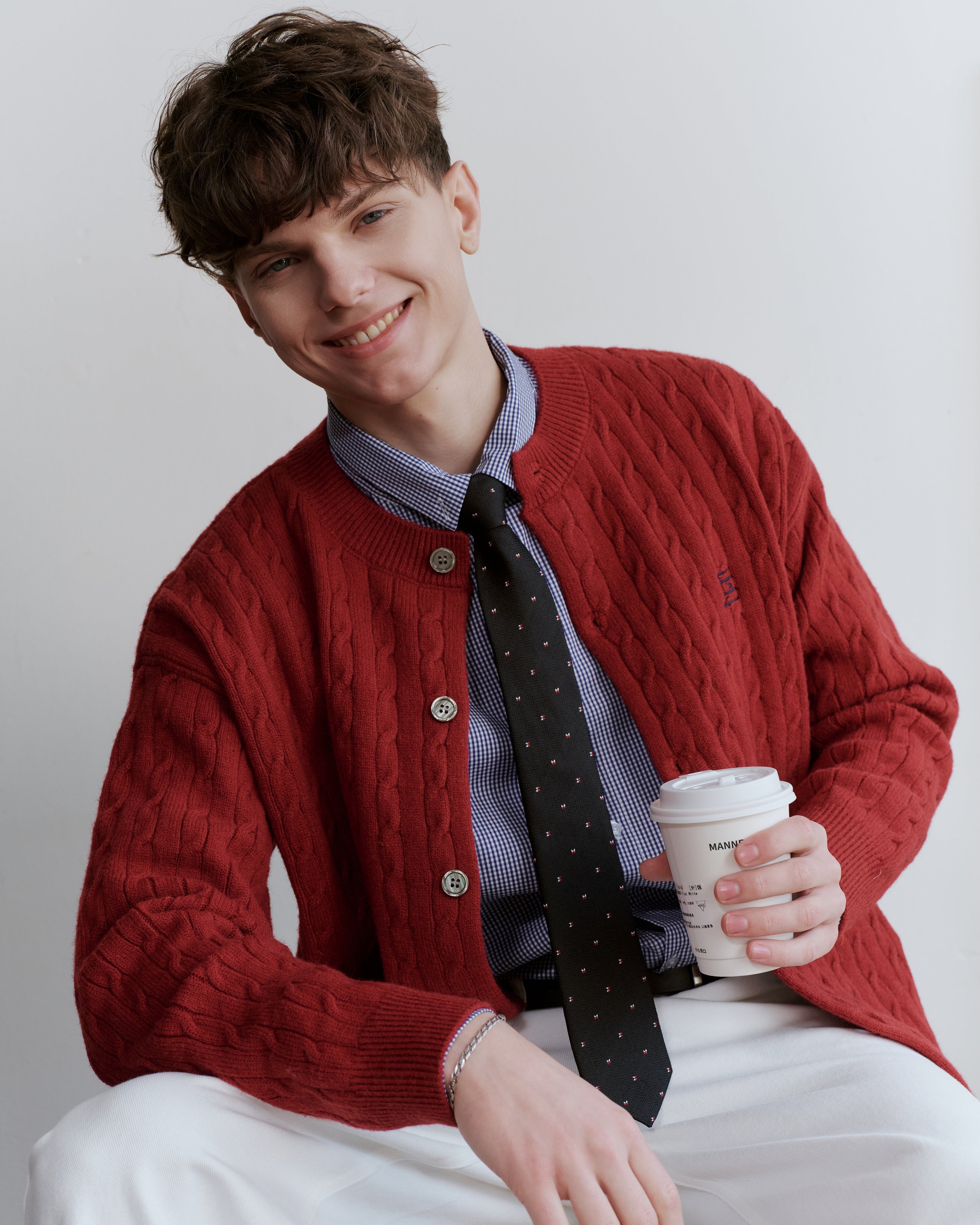 Twin Bows Silk Jacquard Tie - Black