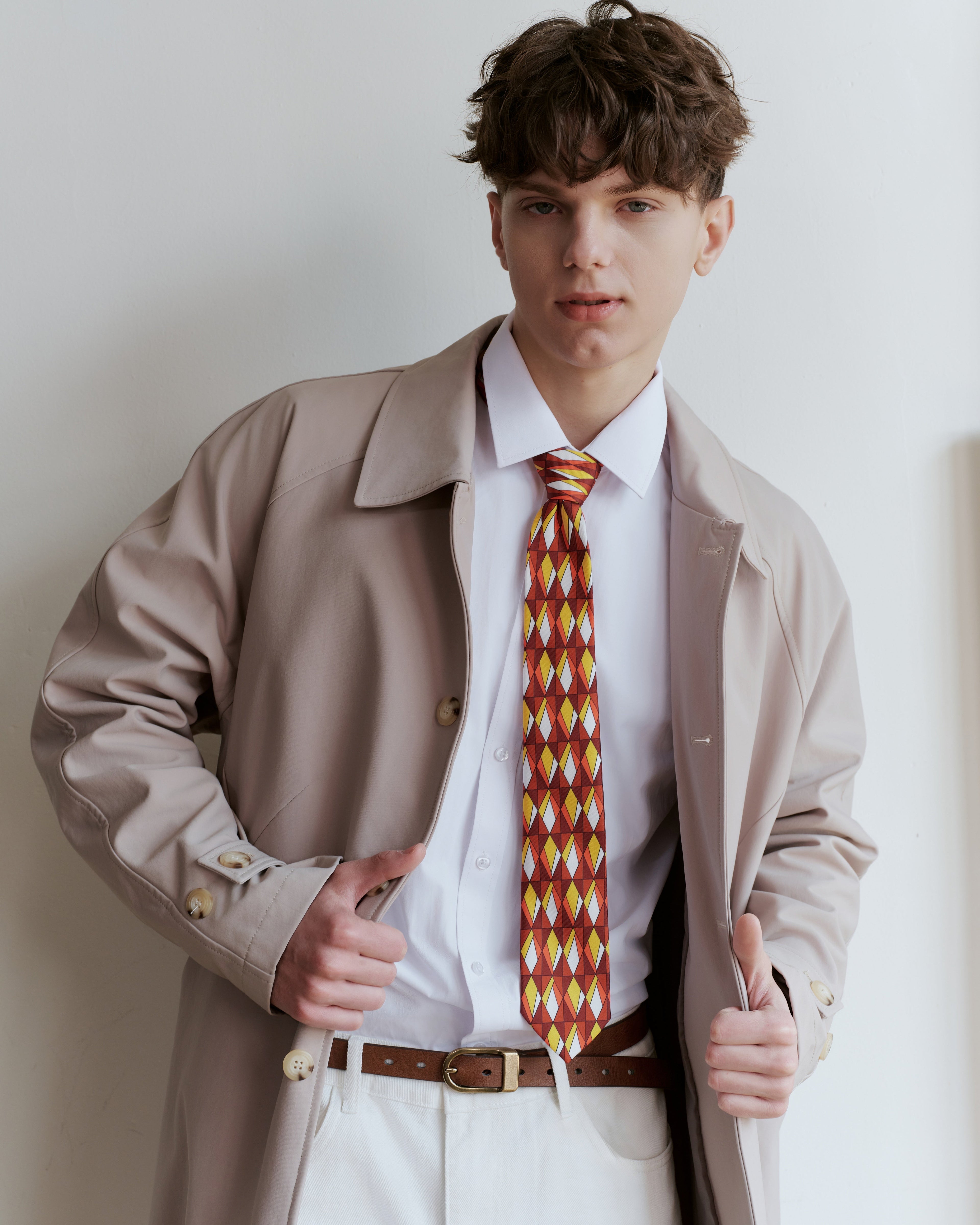 Prism Diamond Printed Silk Tie - Crimson