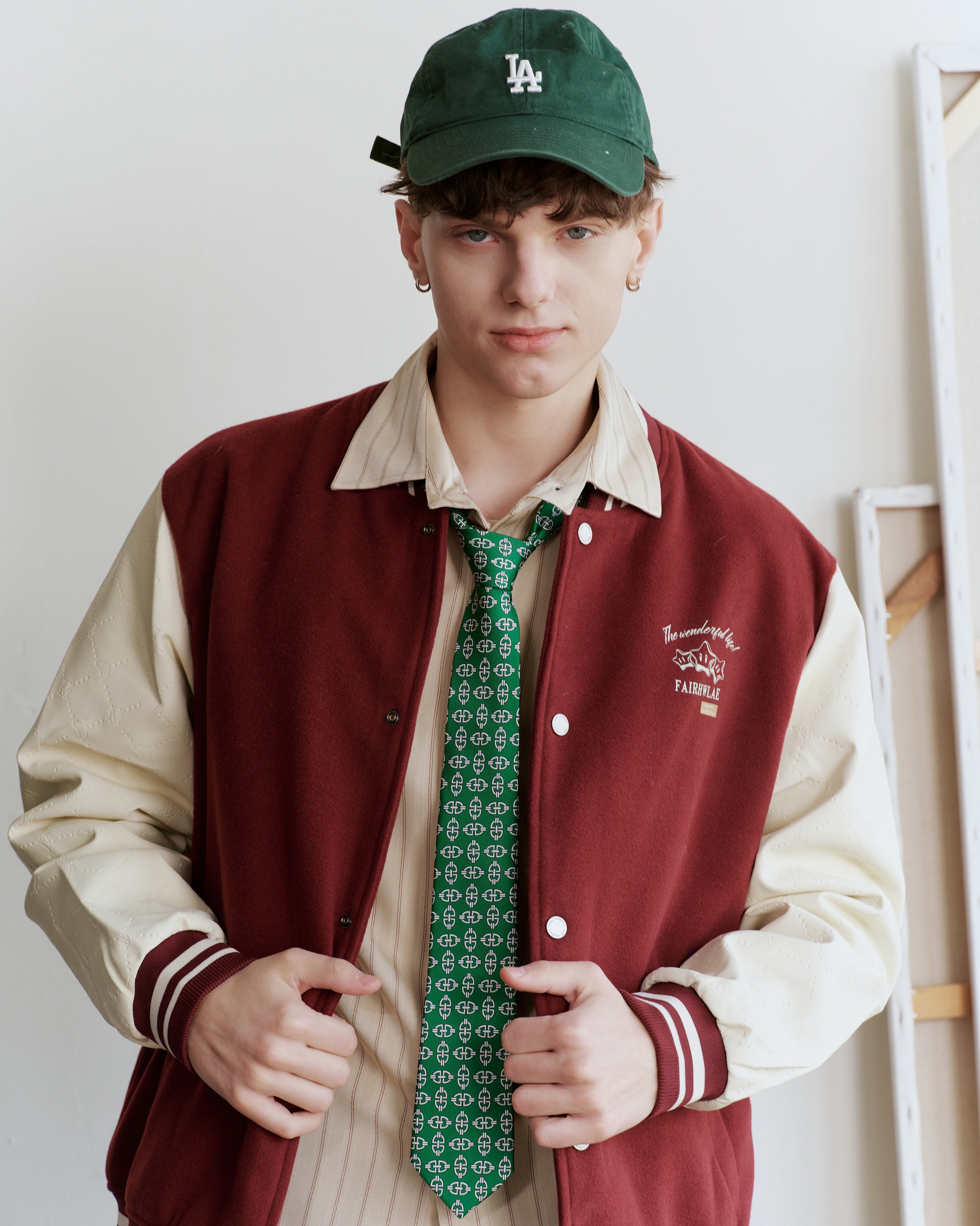 Checkerlinks Printed Silk Tie - Green