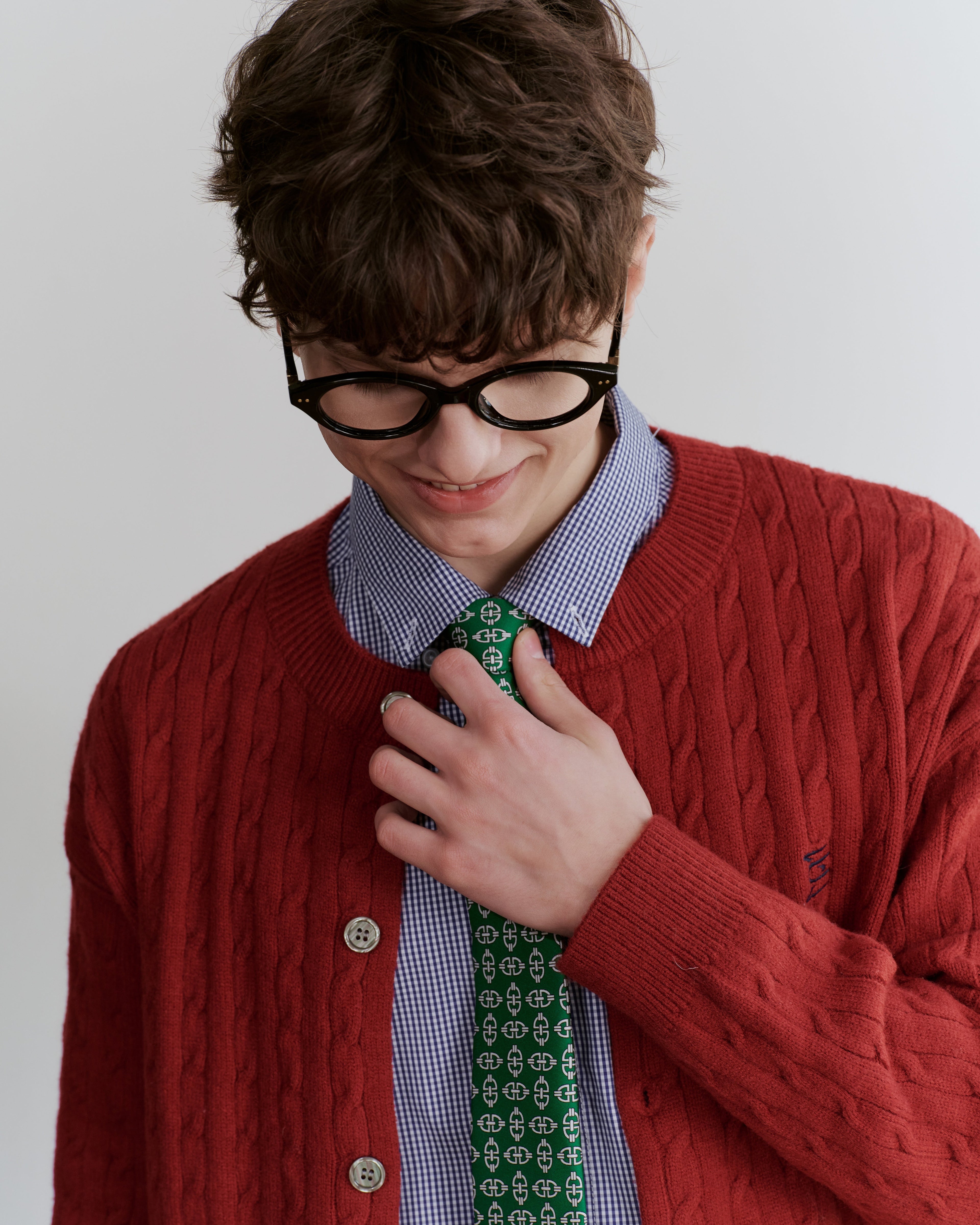 Checkerlinks Printed Silk Tie - Green