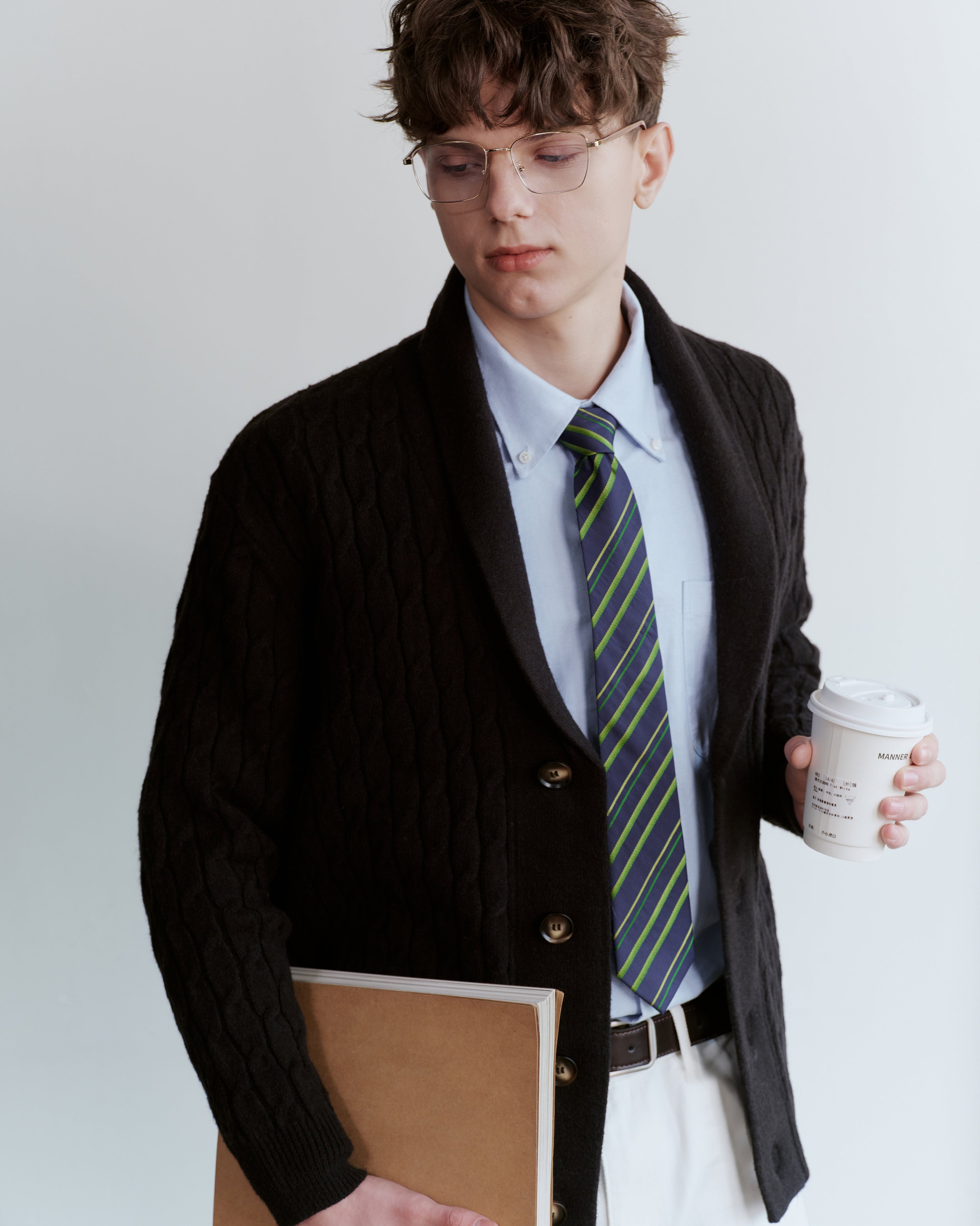 Diagonal Striped Silk Jacquard Tie - Navy