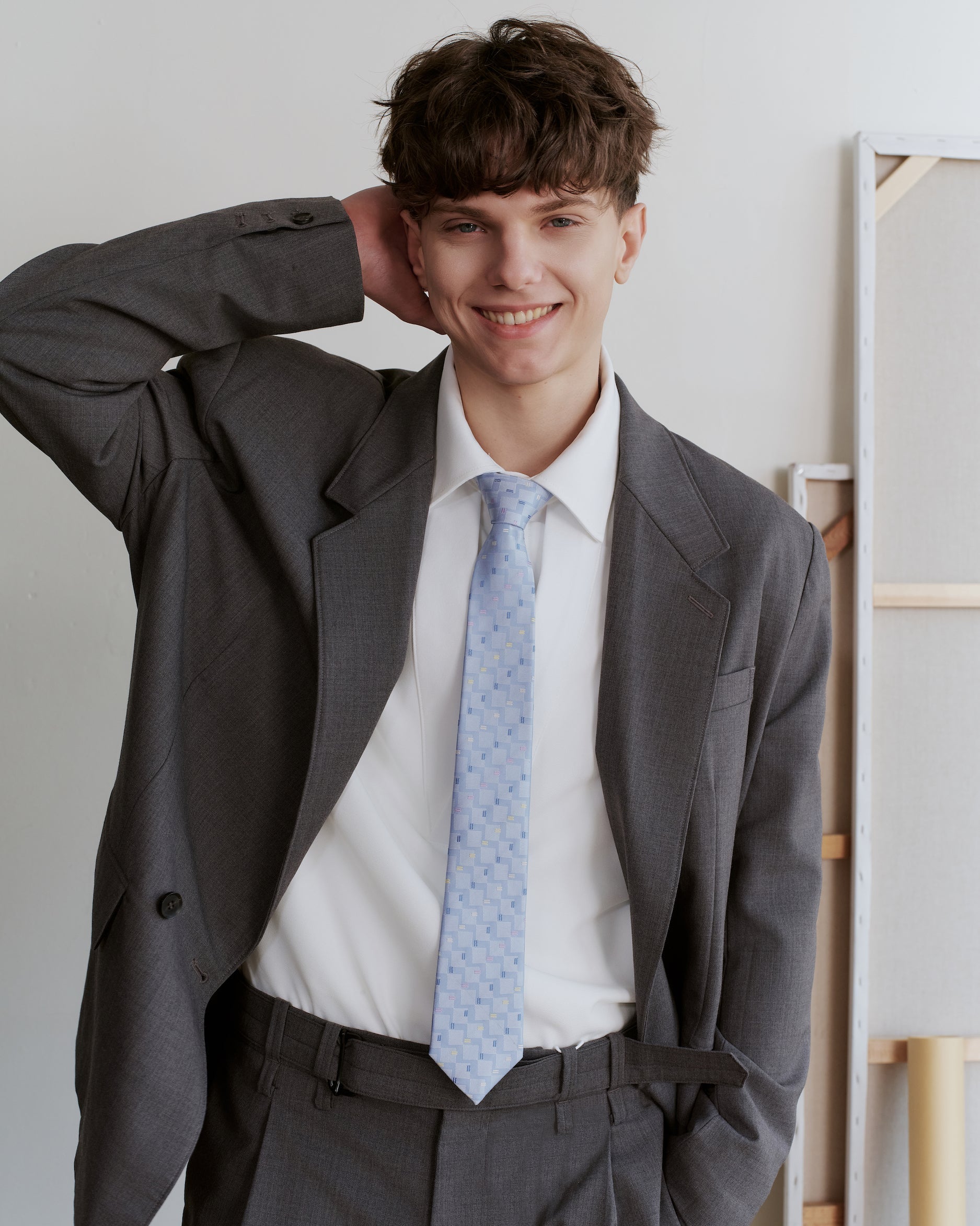 Pastel Block Sky Blue Silk Tie - KNOTTERY & CO. Silk Tie