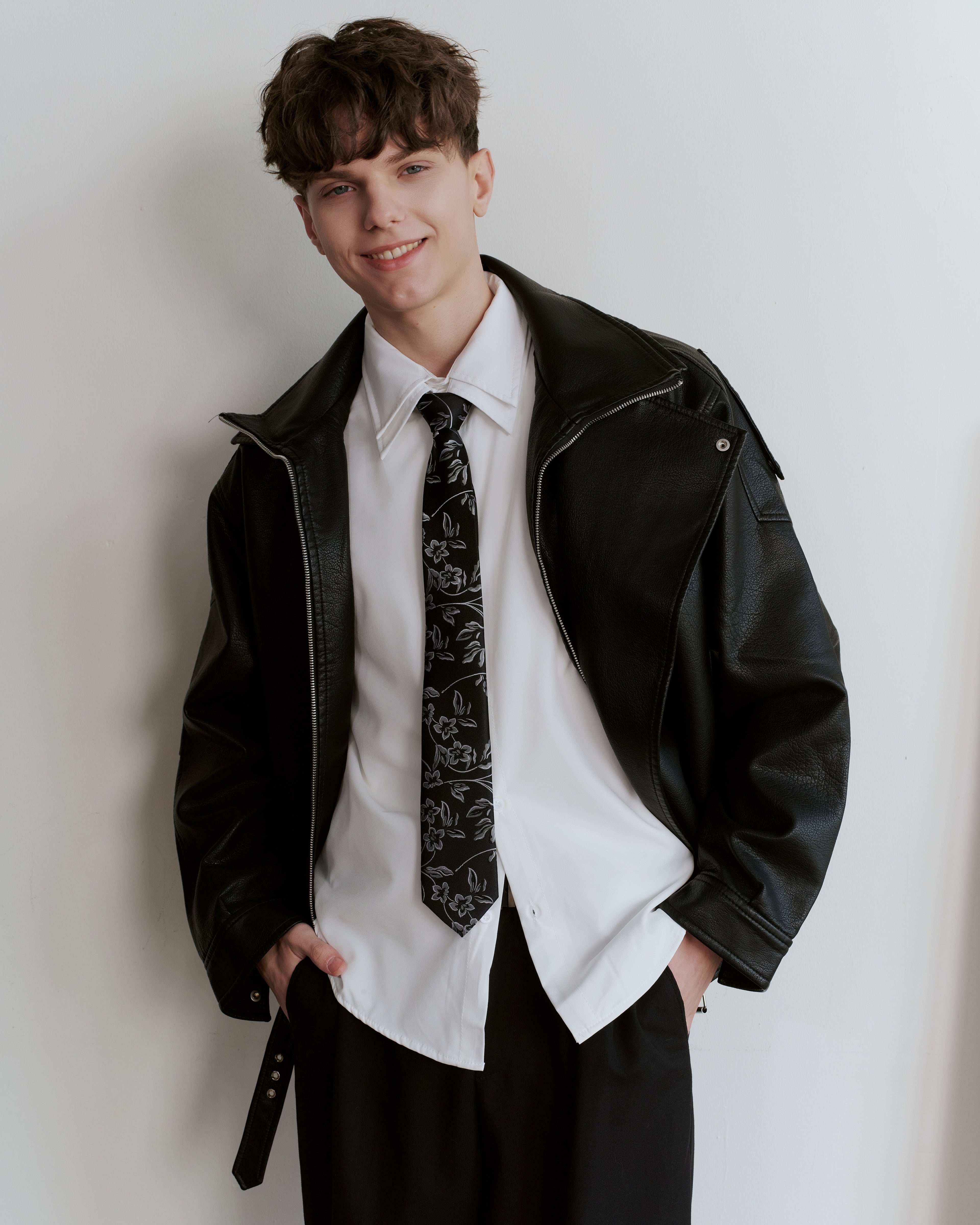 Floral Silk Jacquard Tie - Black