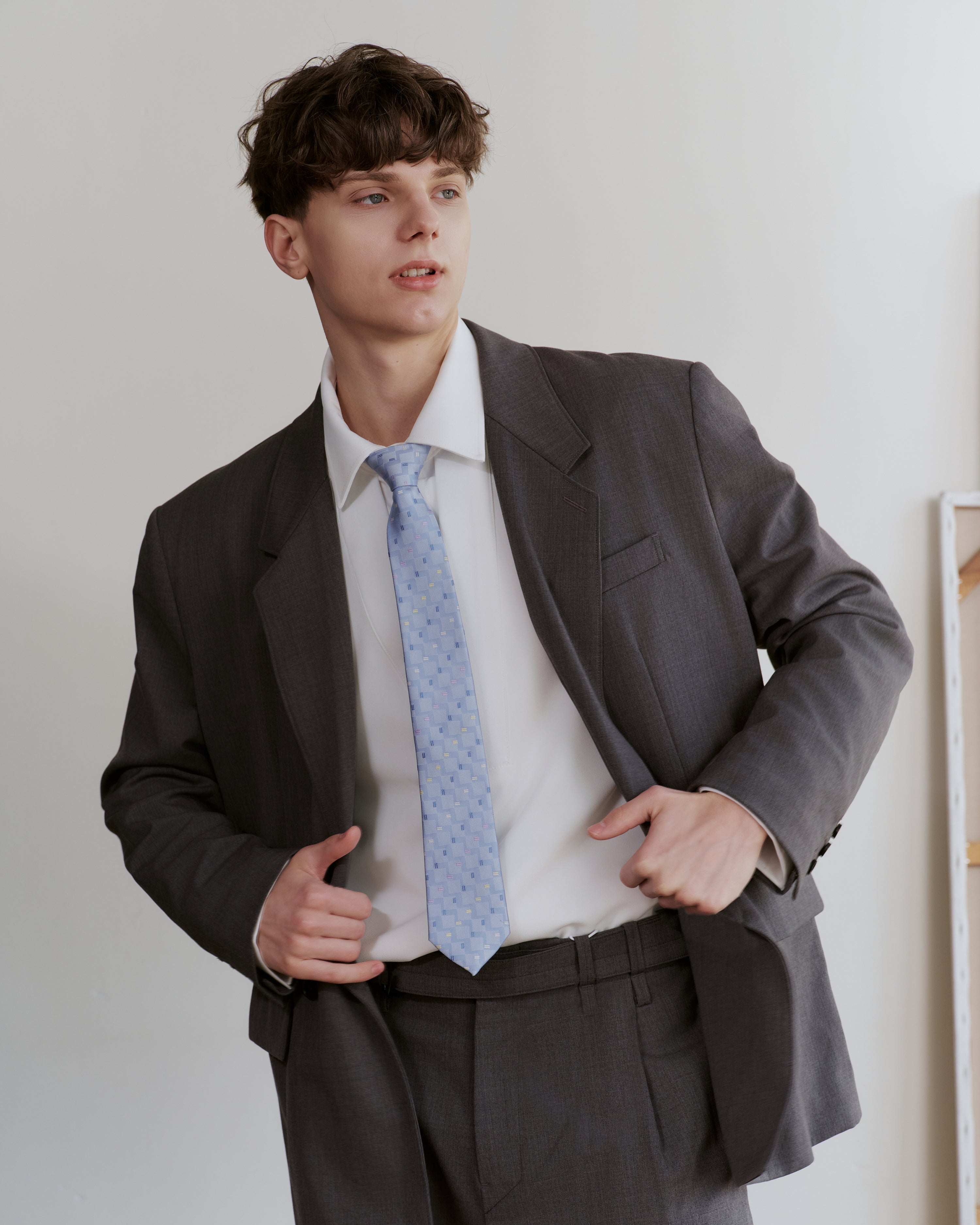 Pastel Block Sky Blue Silk Tie - KNOTTERY & CO. Silk Tie