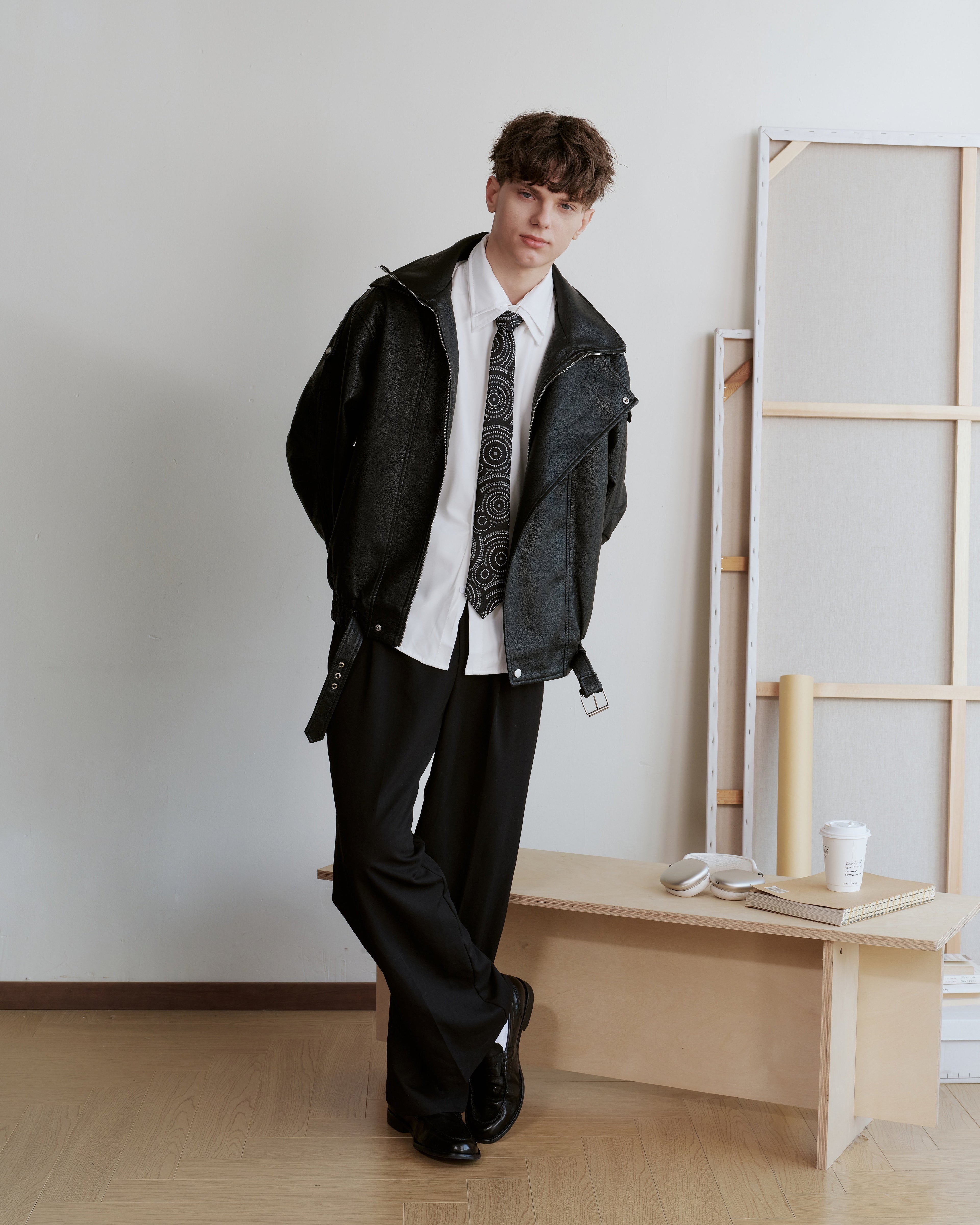 Halo Dots Silk Jacquard Tie - Black