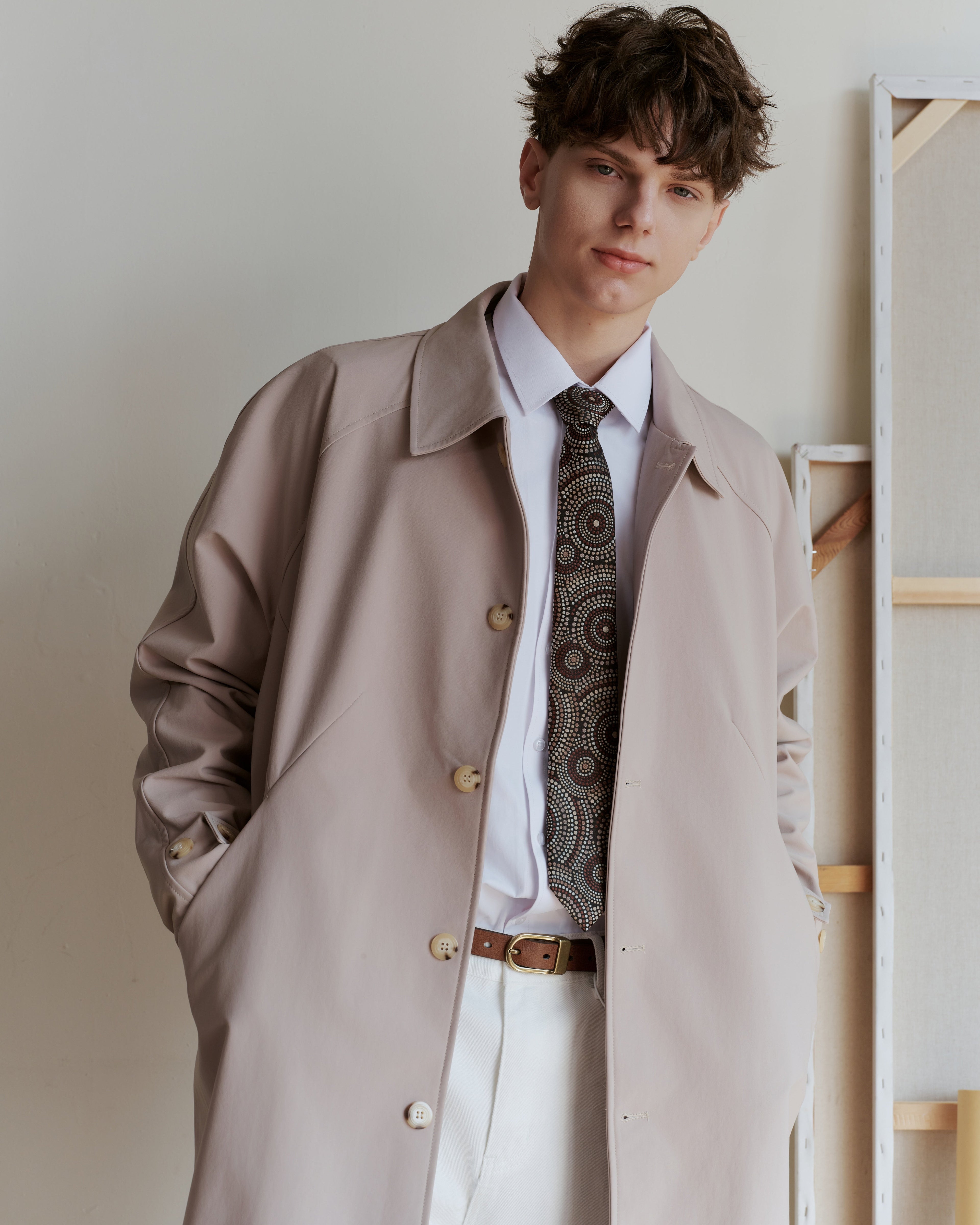 Halo Dots Silk Jacquard Tie - Brown