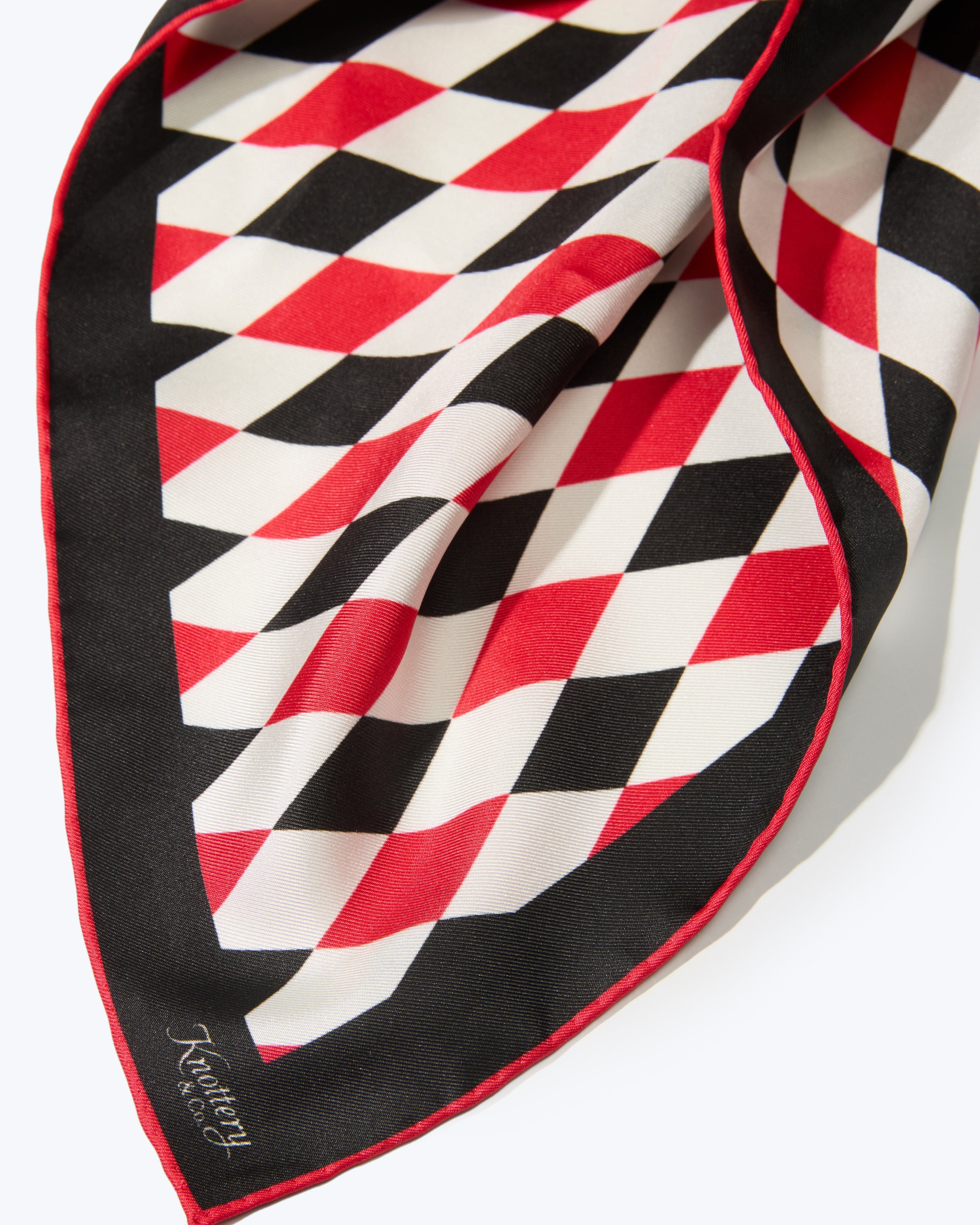 Diamond Silk Bandana - Red & Black
