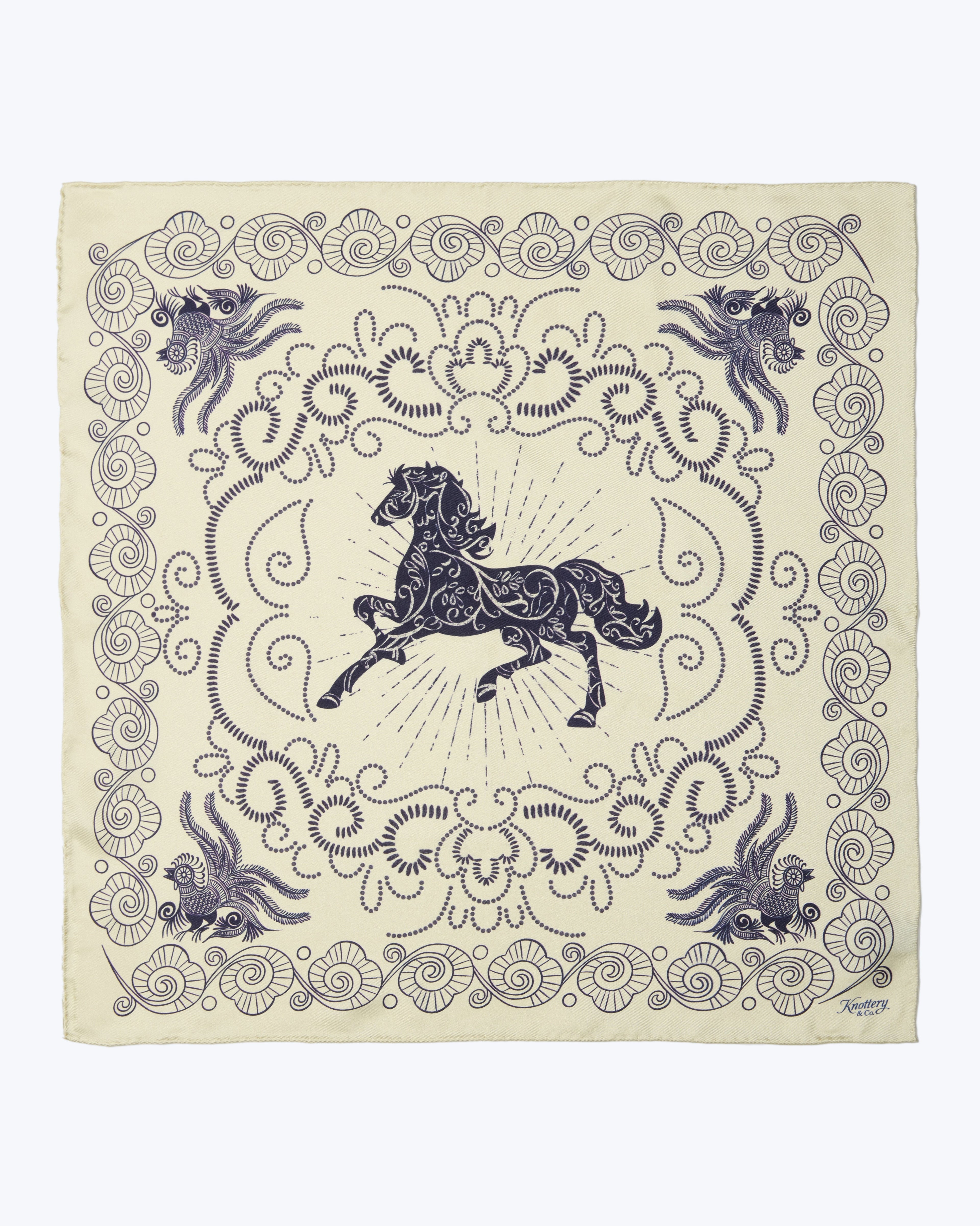 Equestrian Dreams Silk Bandana - Beige