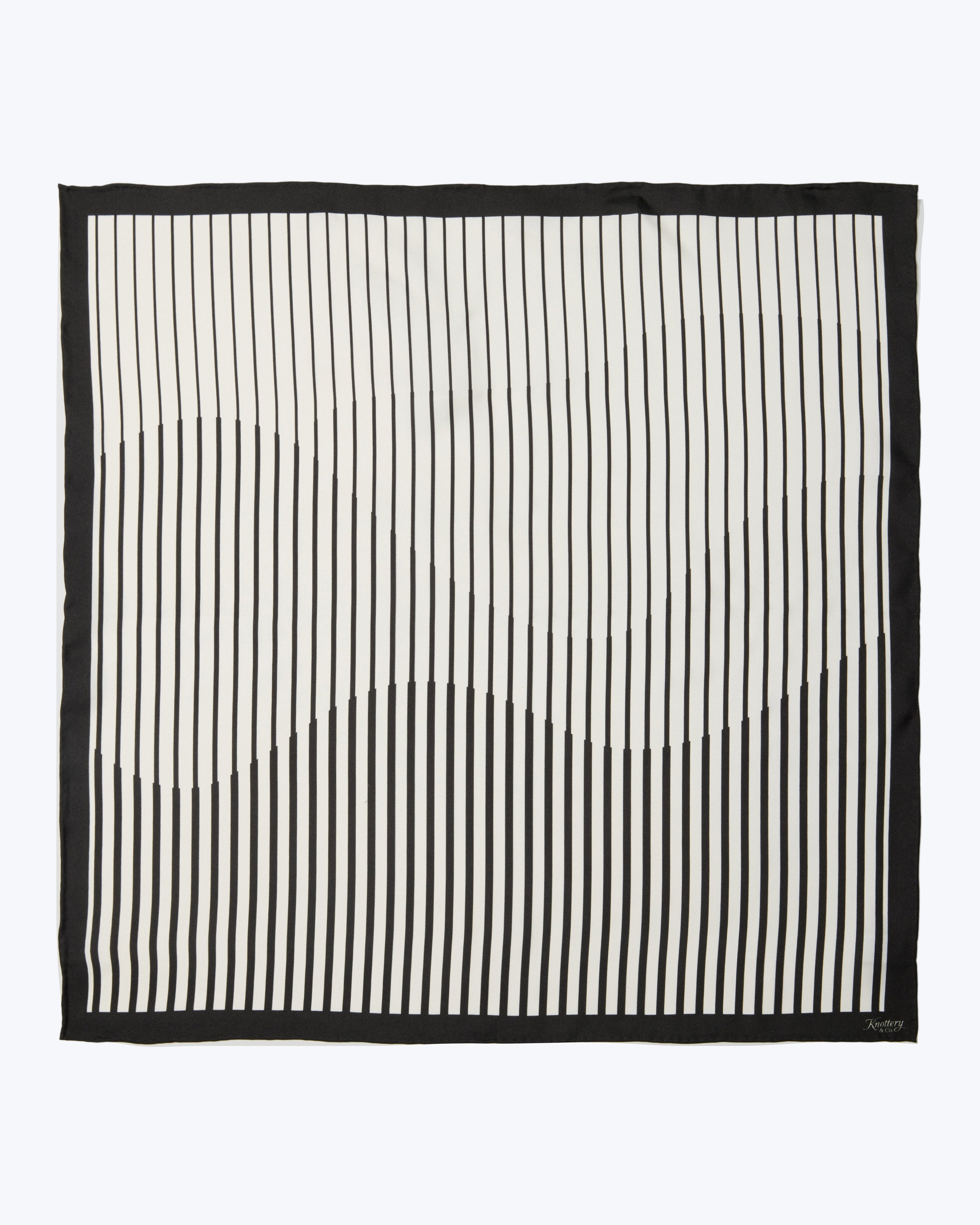 Pinstripe Silk Bandana- Black & White