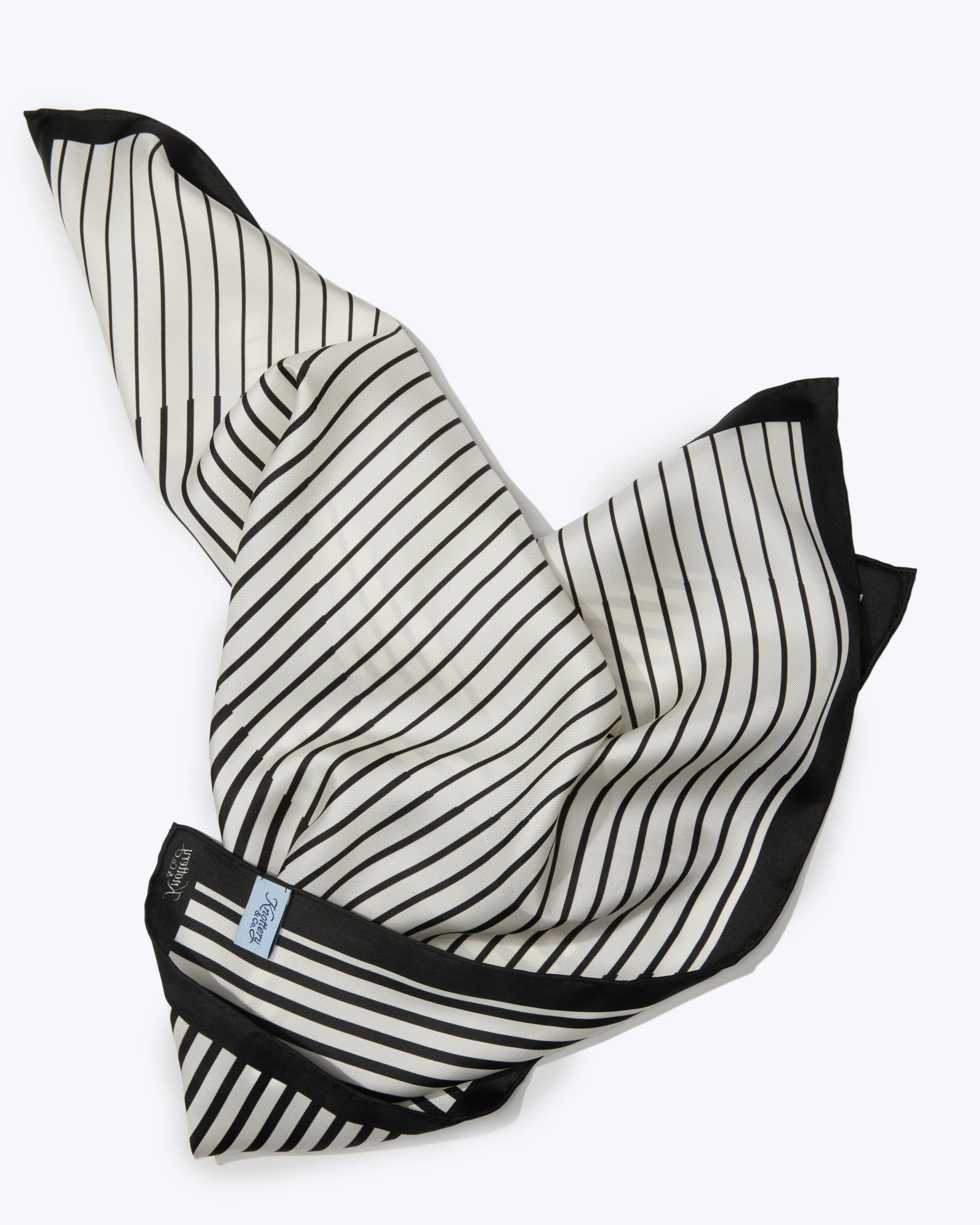 Pinstripe Silk Bandana- Black & White