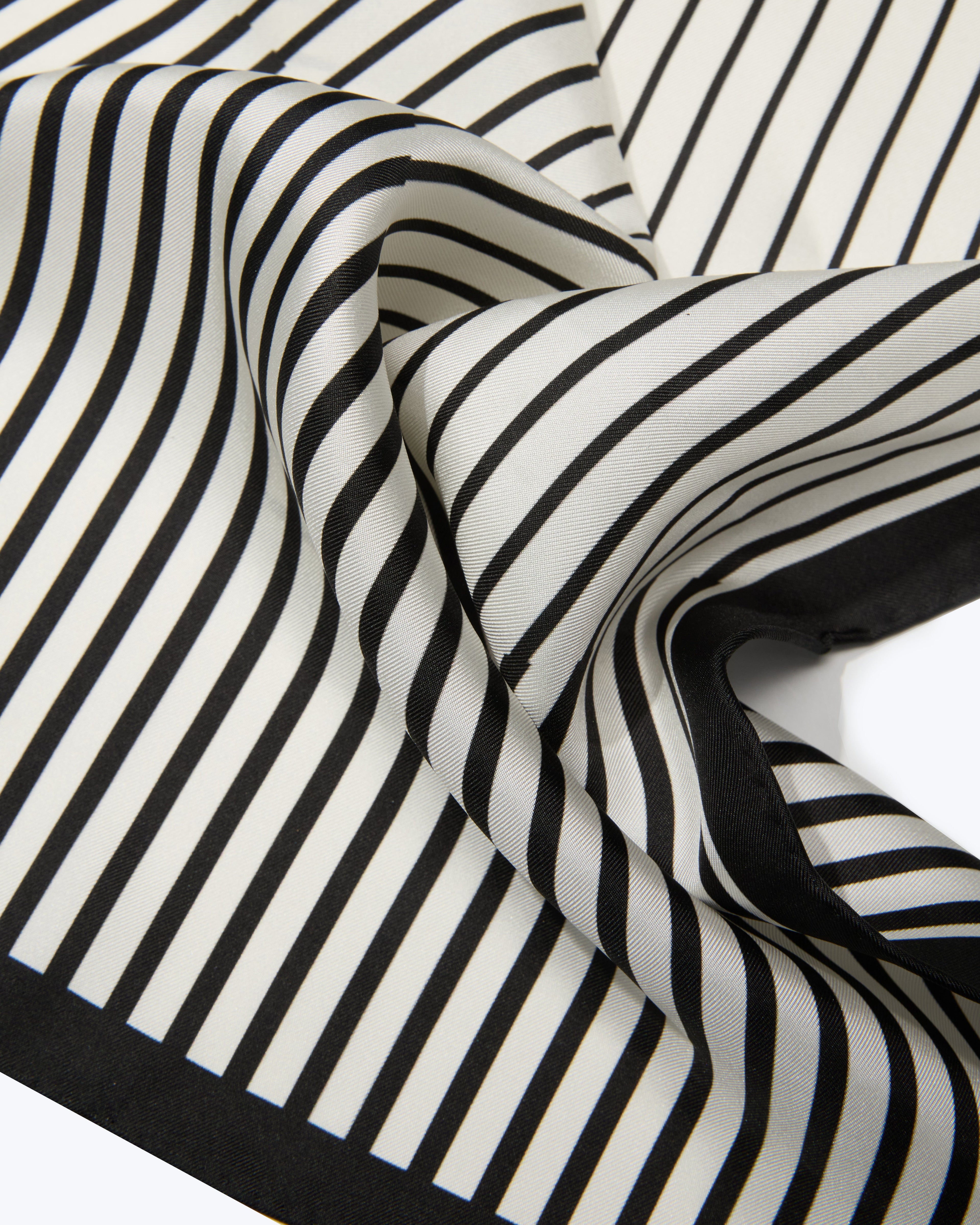 Pinstripe Silk Bandana- Black & White