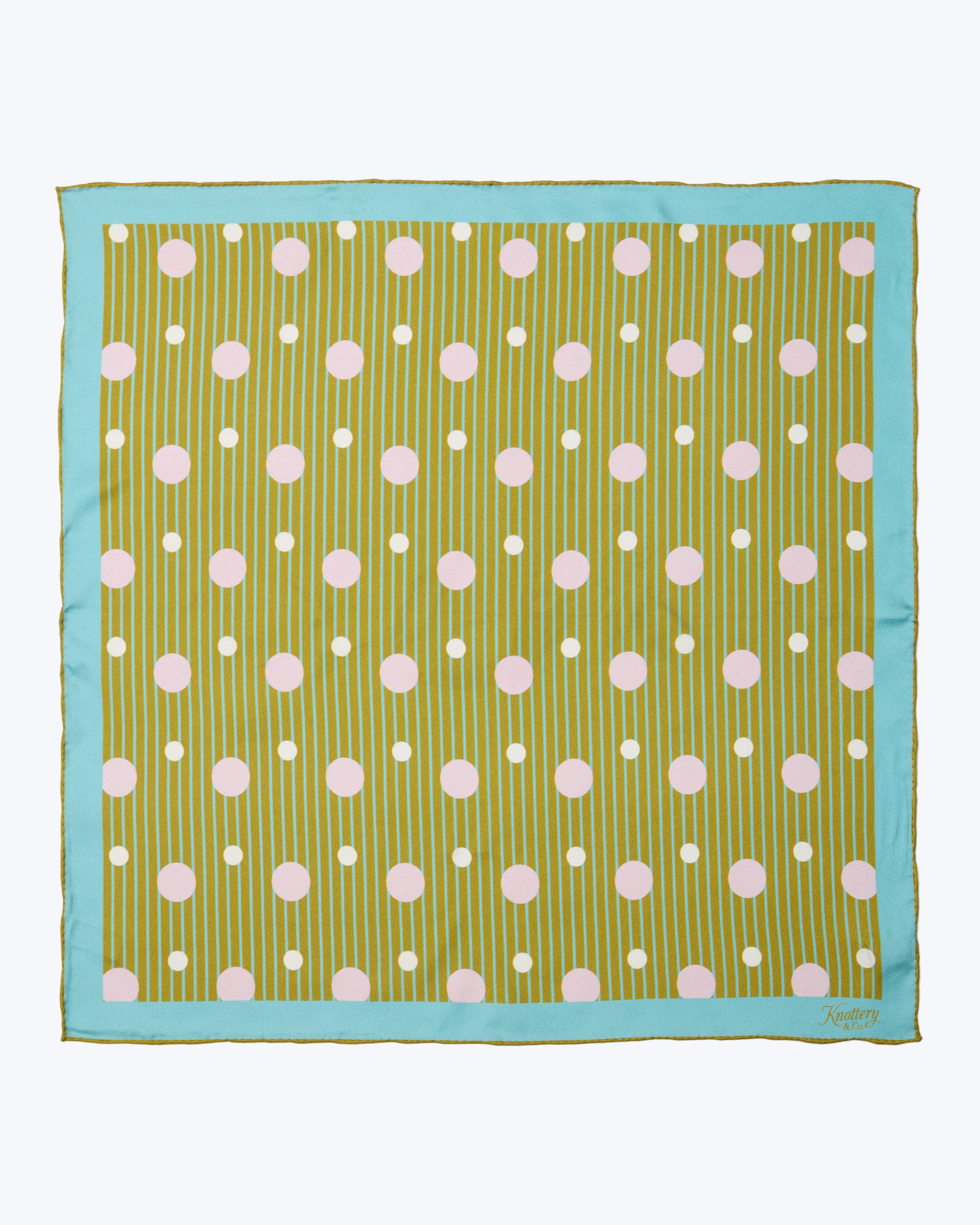 Dandy Dots Silk Bandana - Matcha Green