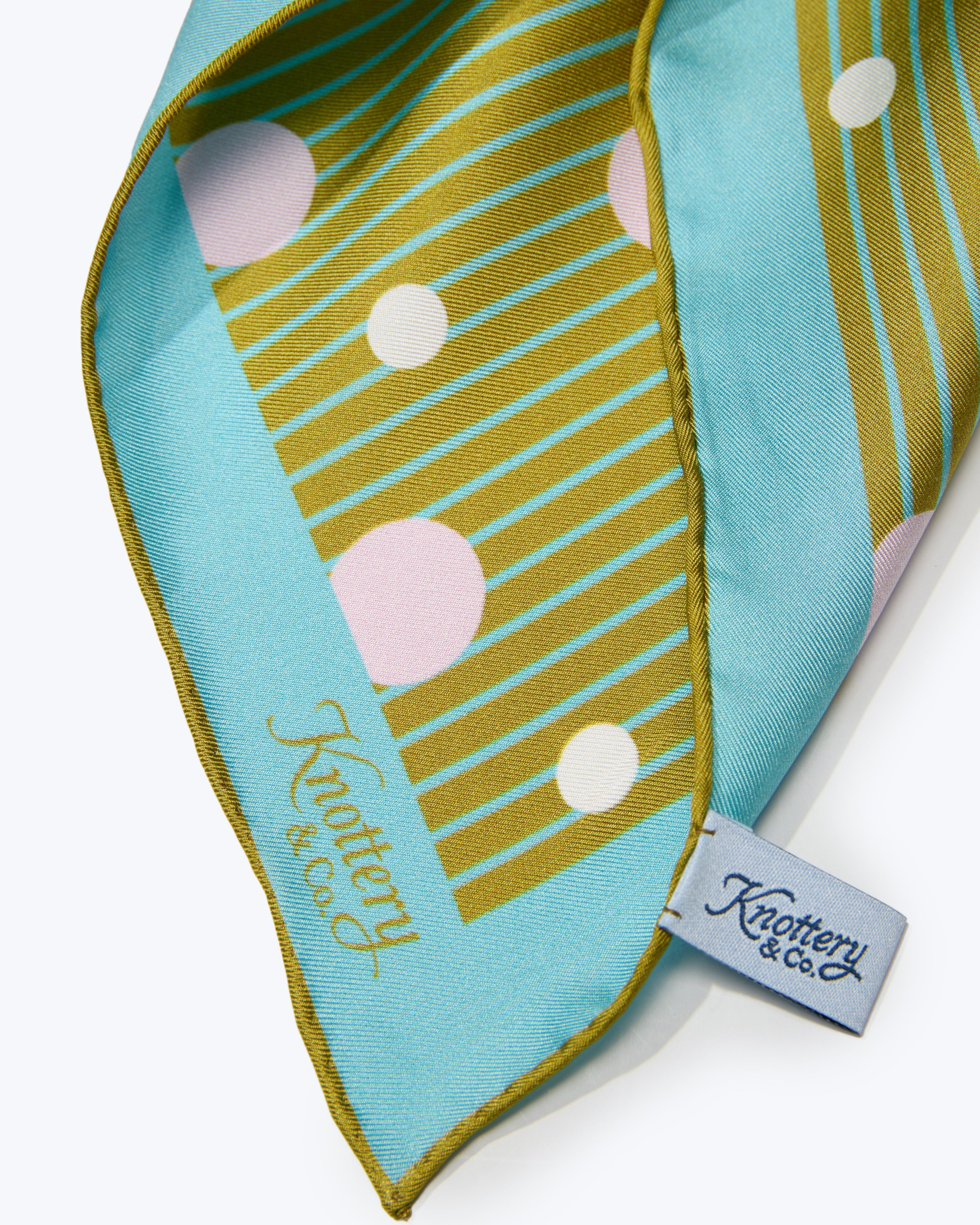 Dandy Dots Silk Bandana - Matcha Green