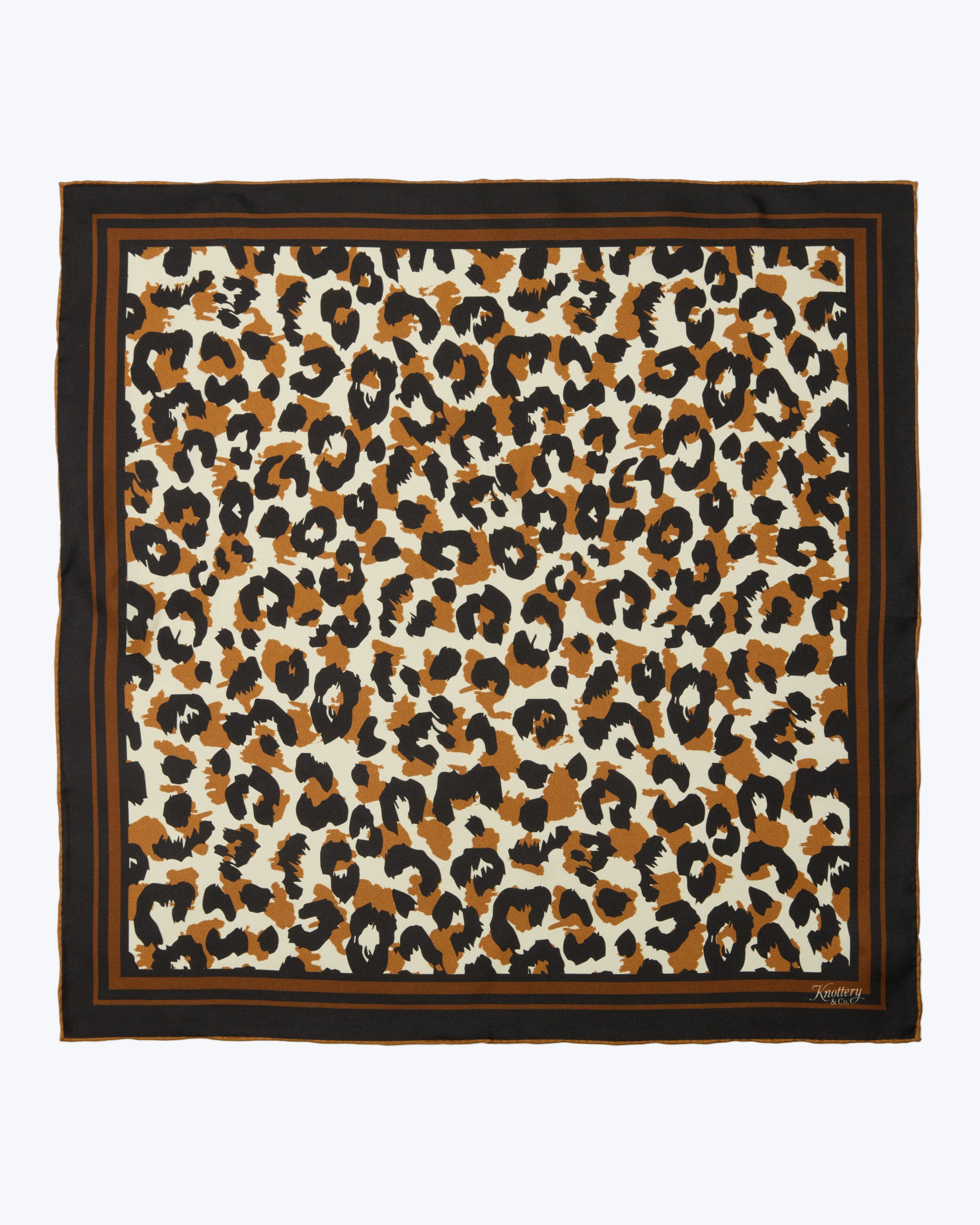 Leopard Silk Bandana - Brown