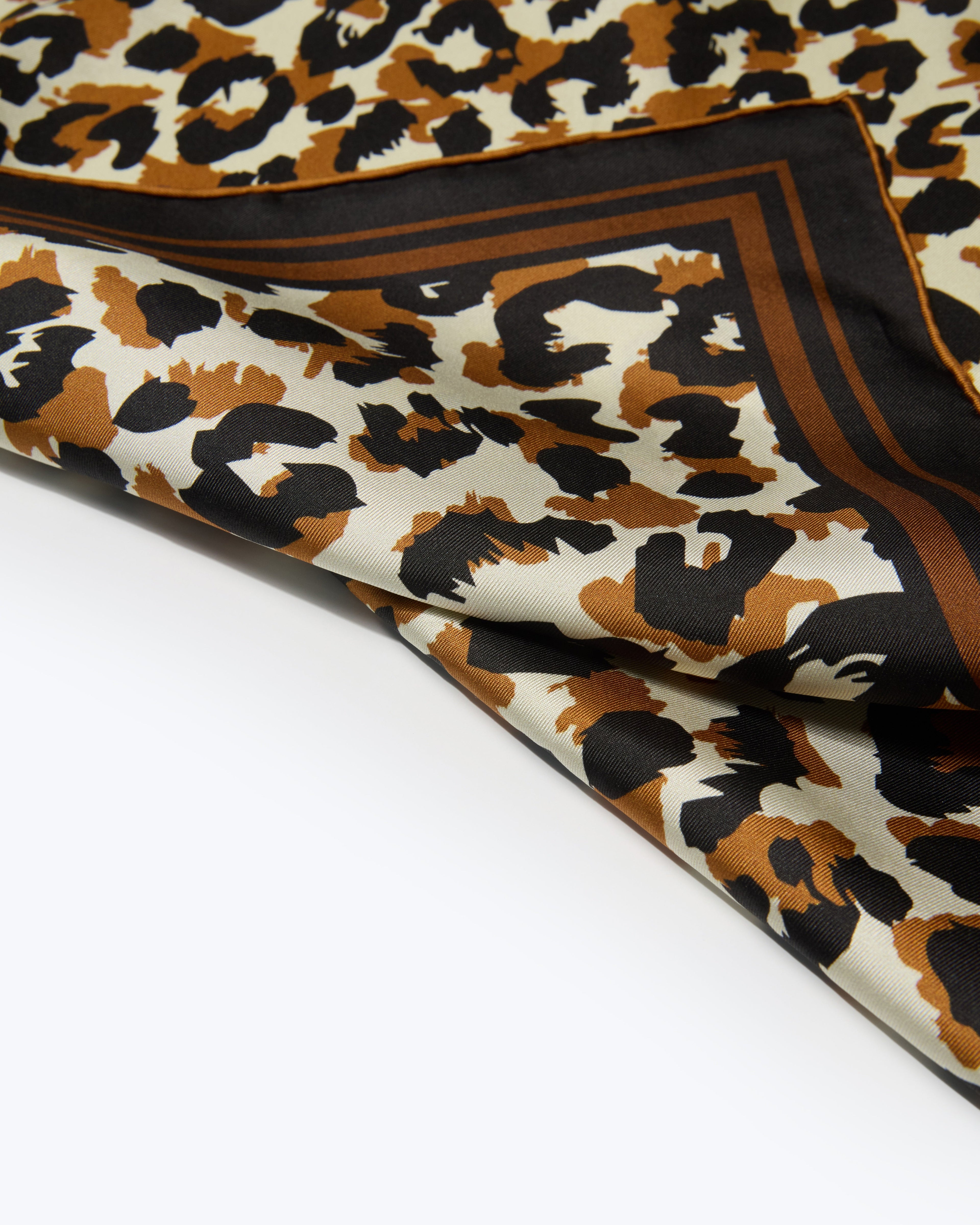Leopard Silk Bandana - Brown