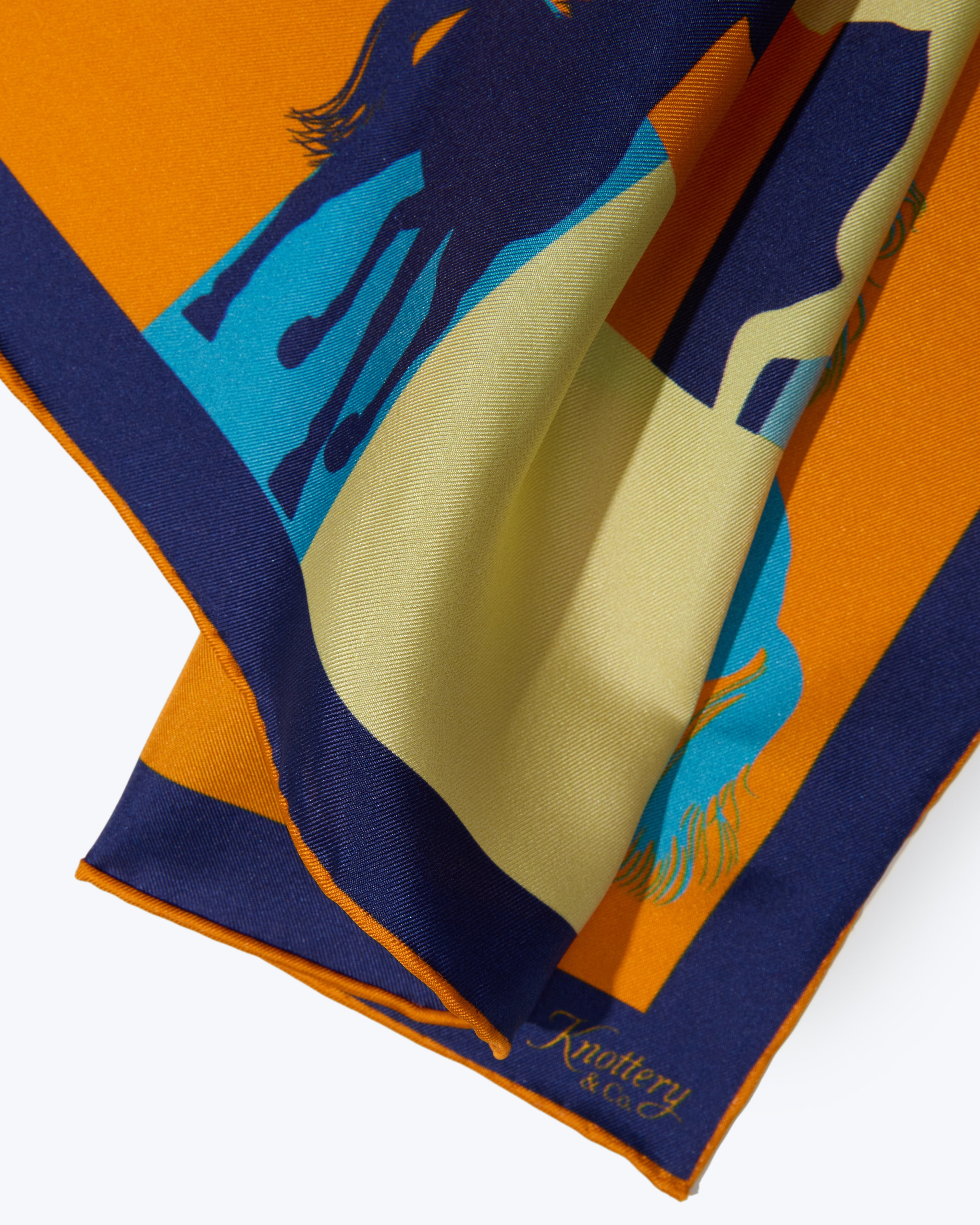 Cavalier Silk Bandana - Navy & Orange