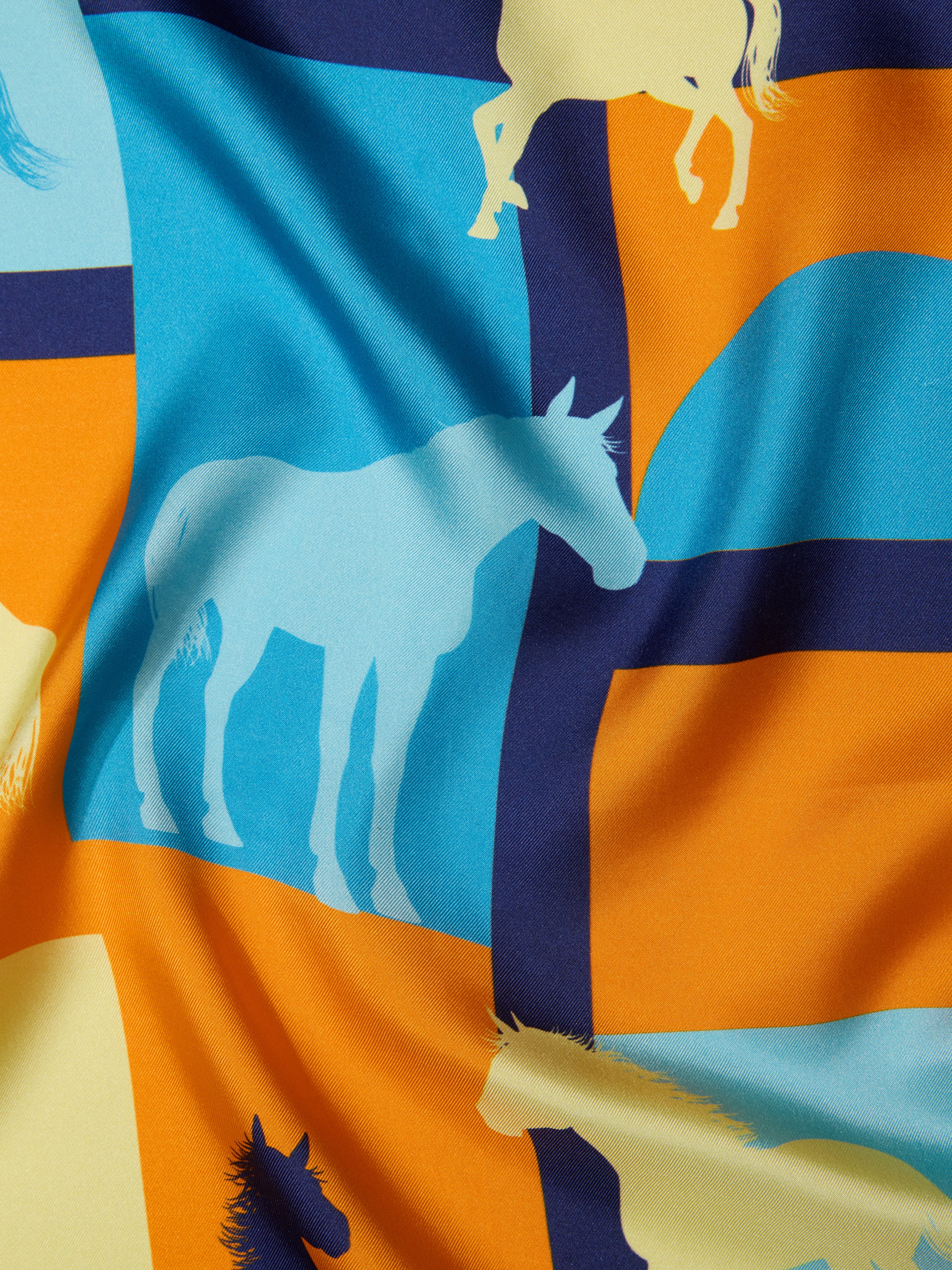 Cavalier Silk Bandana - Navy & Orange