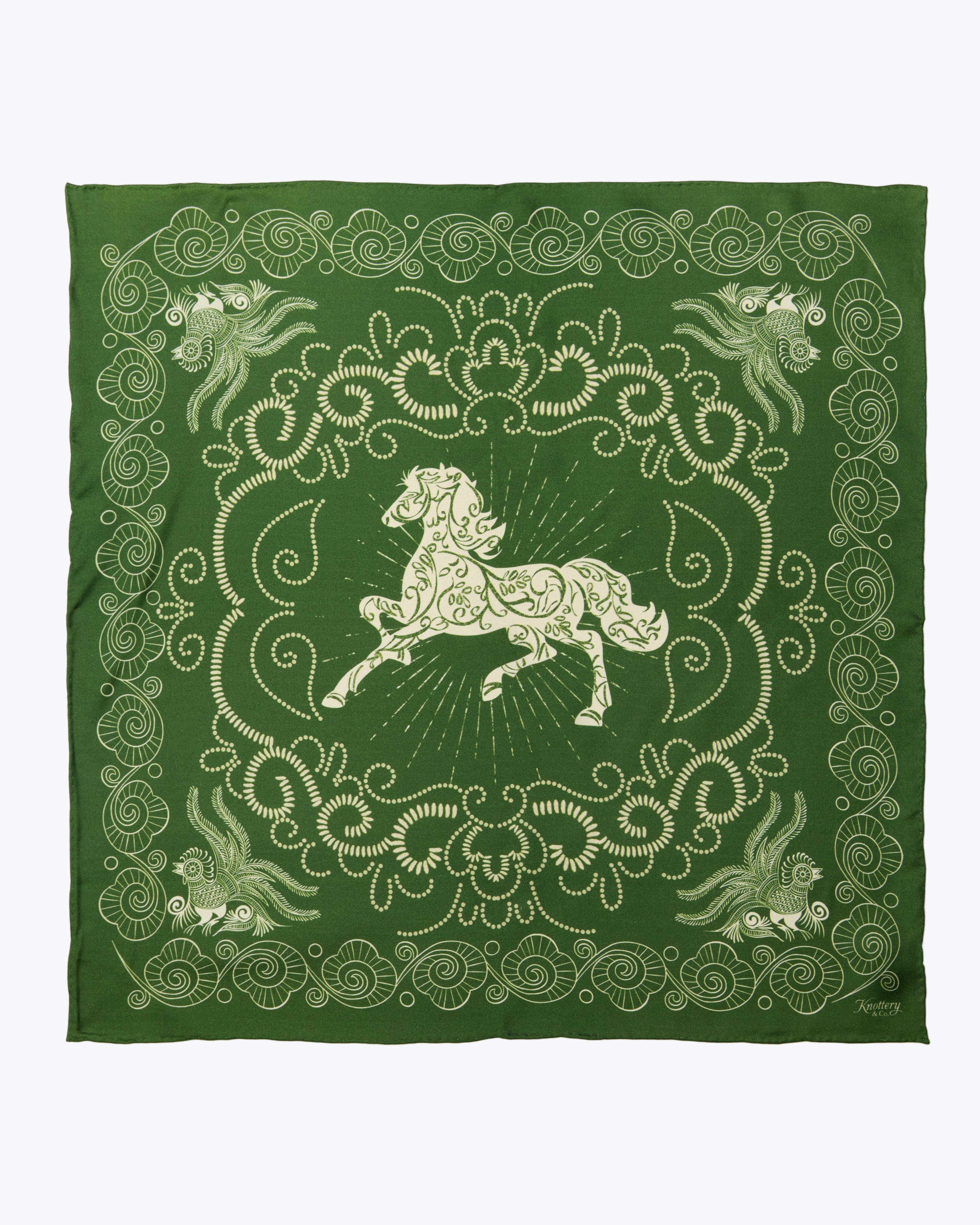 Equestrian Dreams Silk Bandana - Green