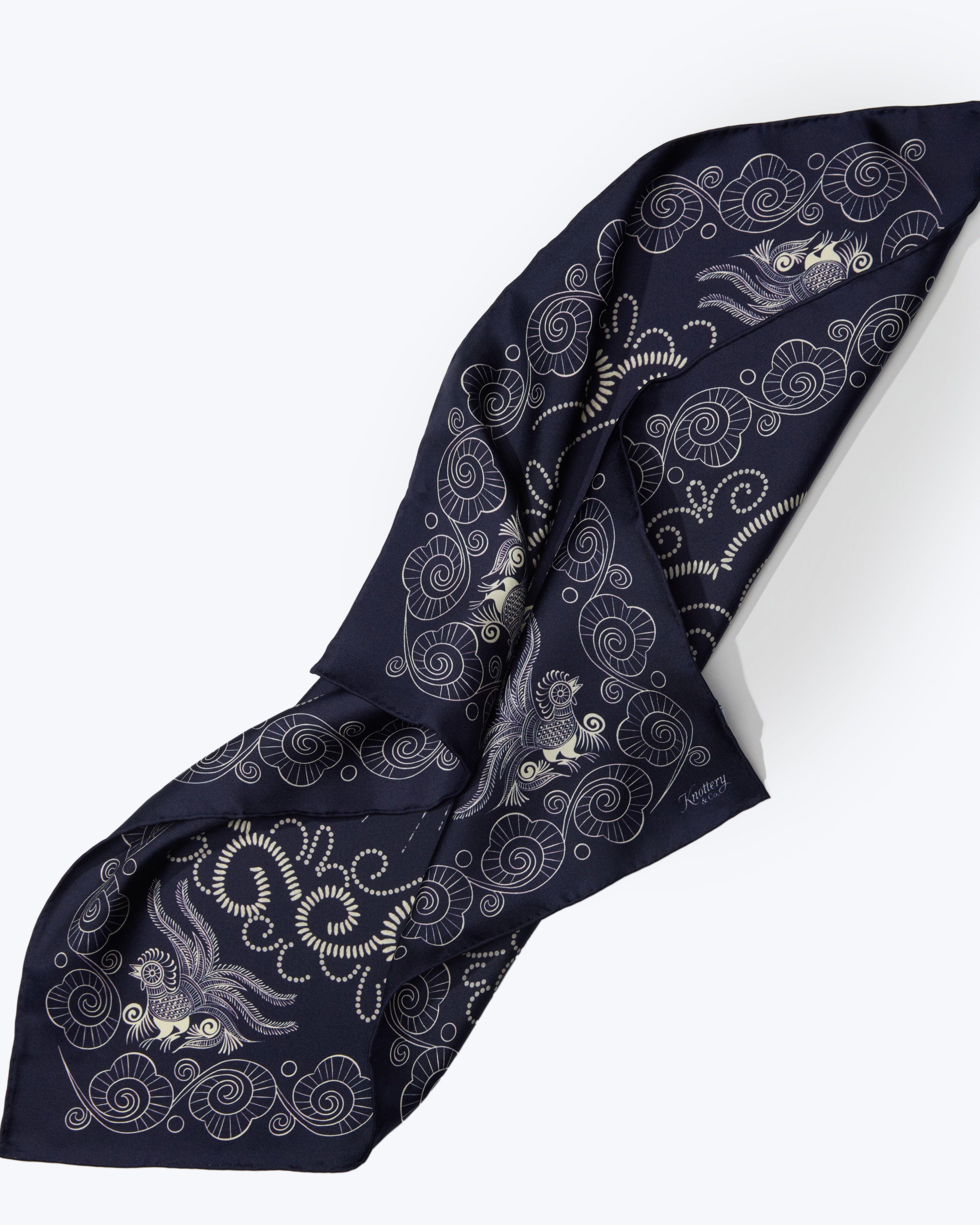 Equestrian Dreams Silk Bandana - Navy – KNOTTERY & CO.
