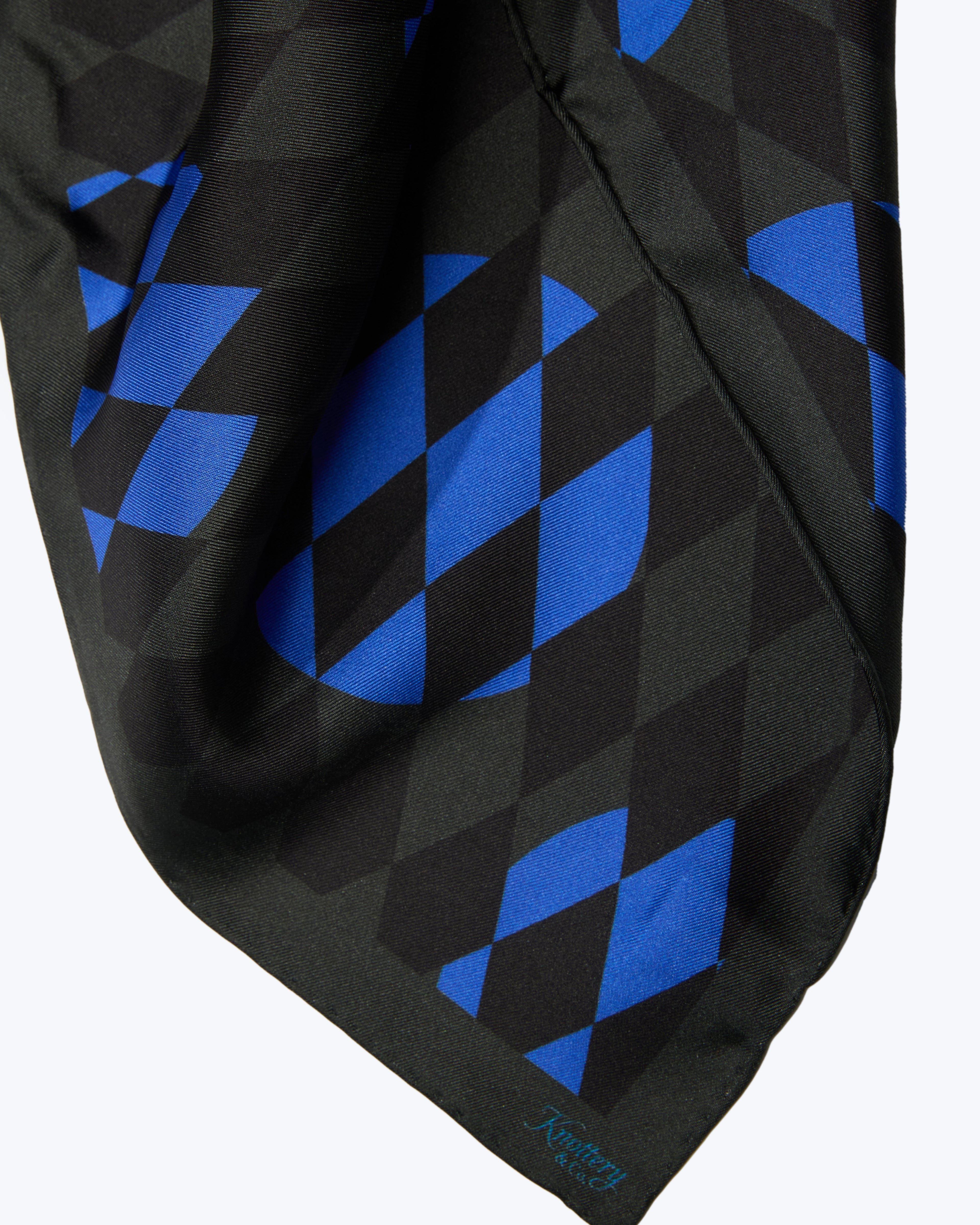 Diamond Silk Bandana - Black & Blue