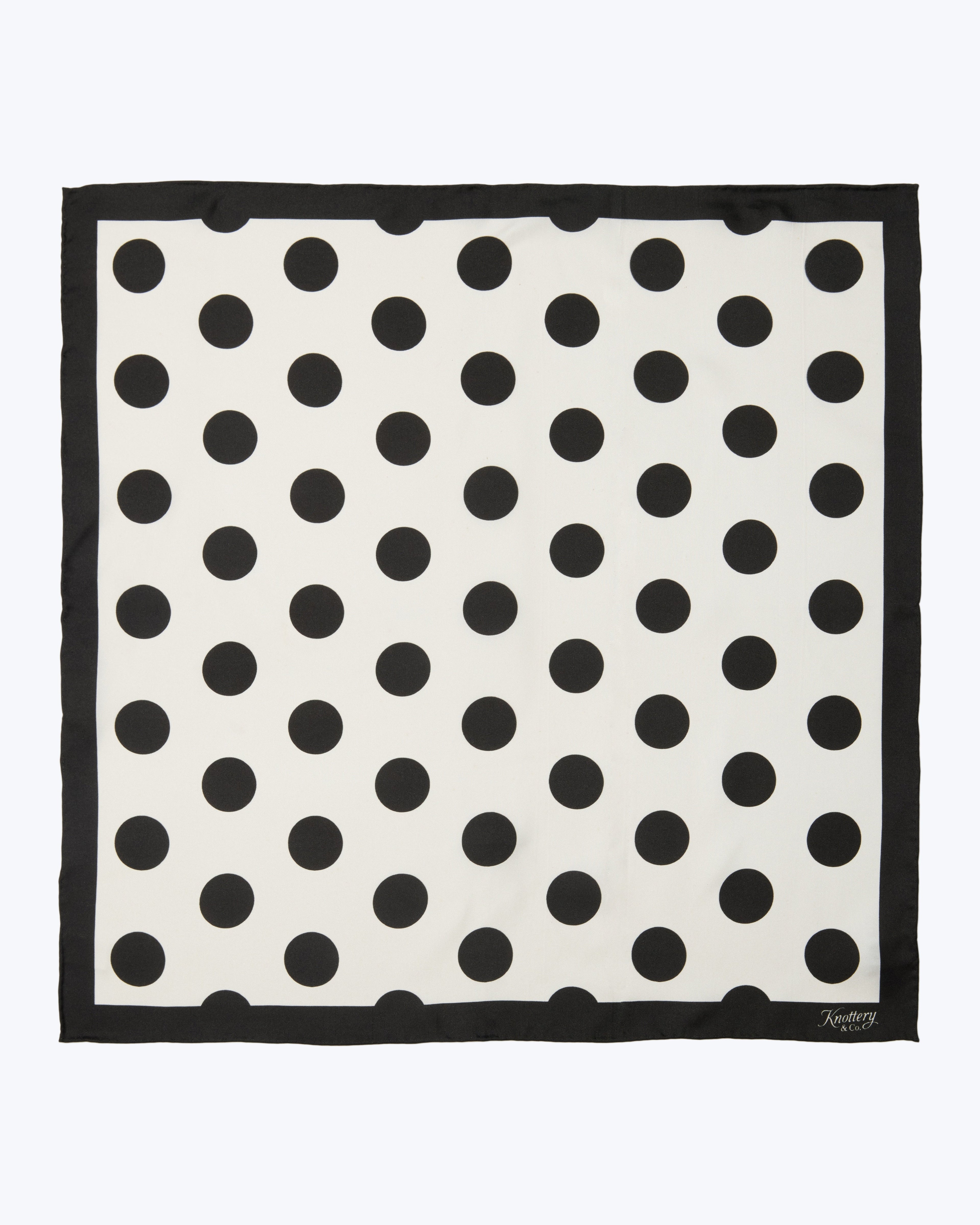 Dandy Dots Silk Bandana - Black & White