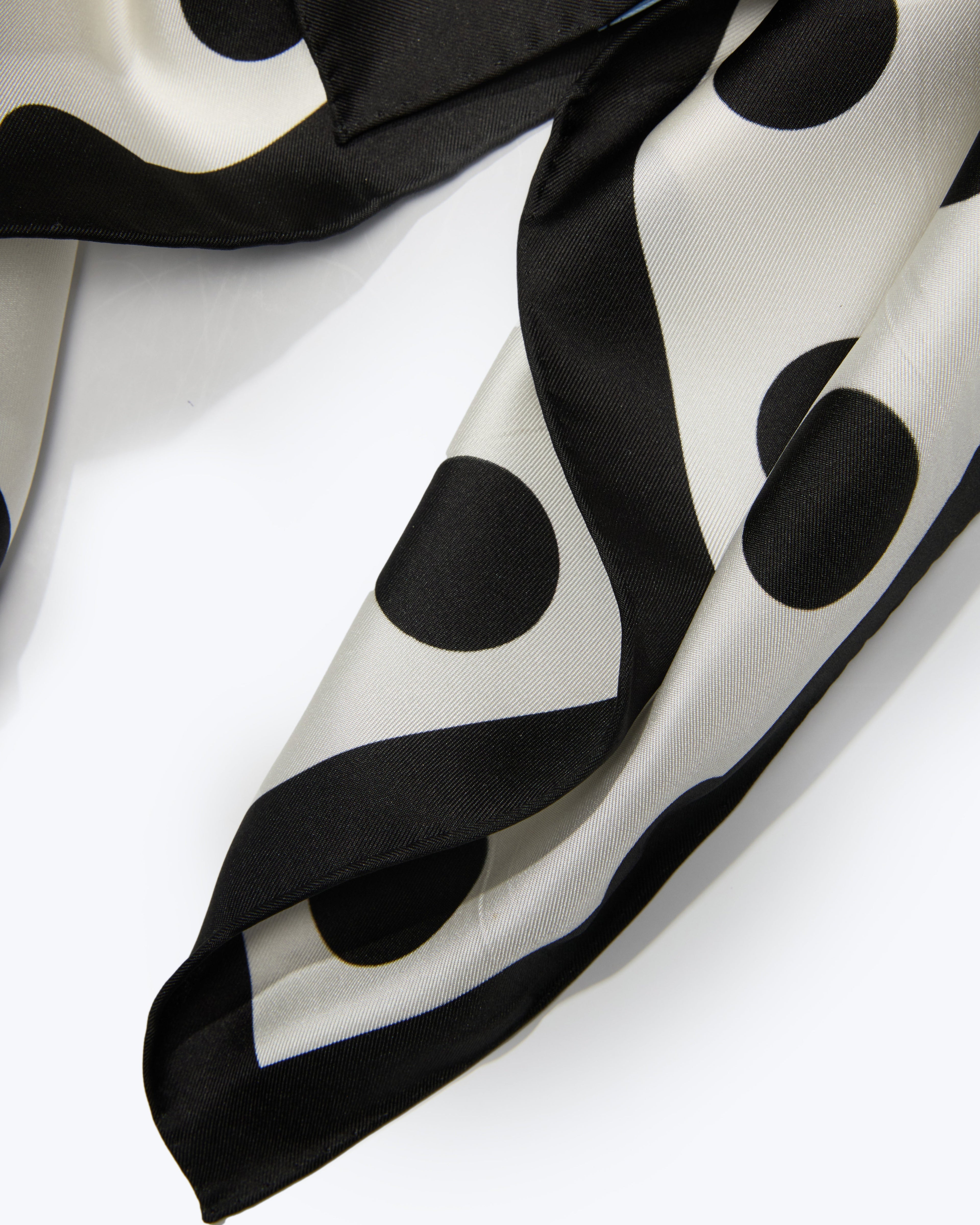 Dandy Dots Silk Bandana - Black & White