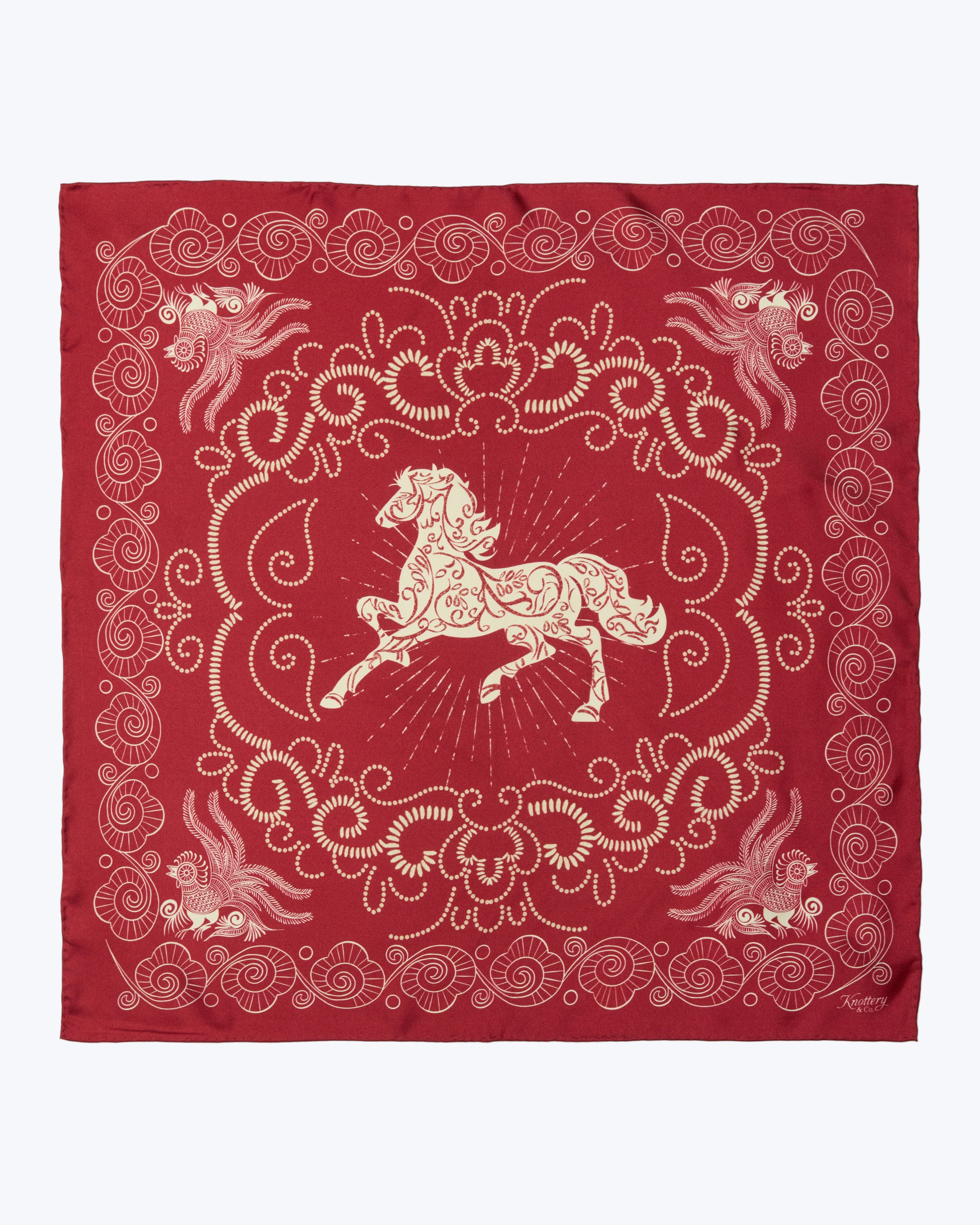 Equestrian Dreams Silk Bandana - Red