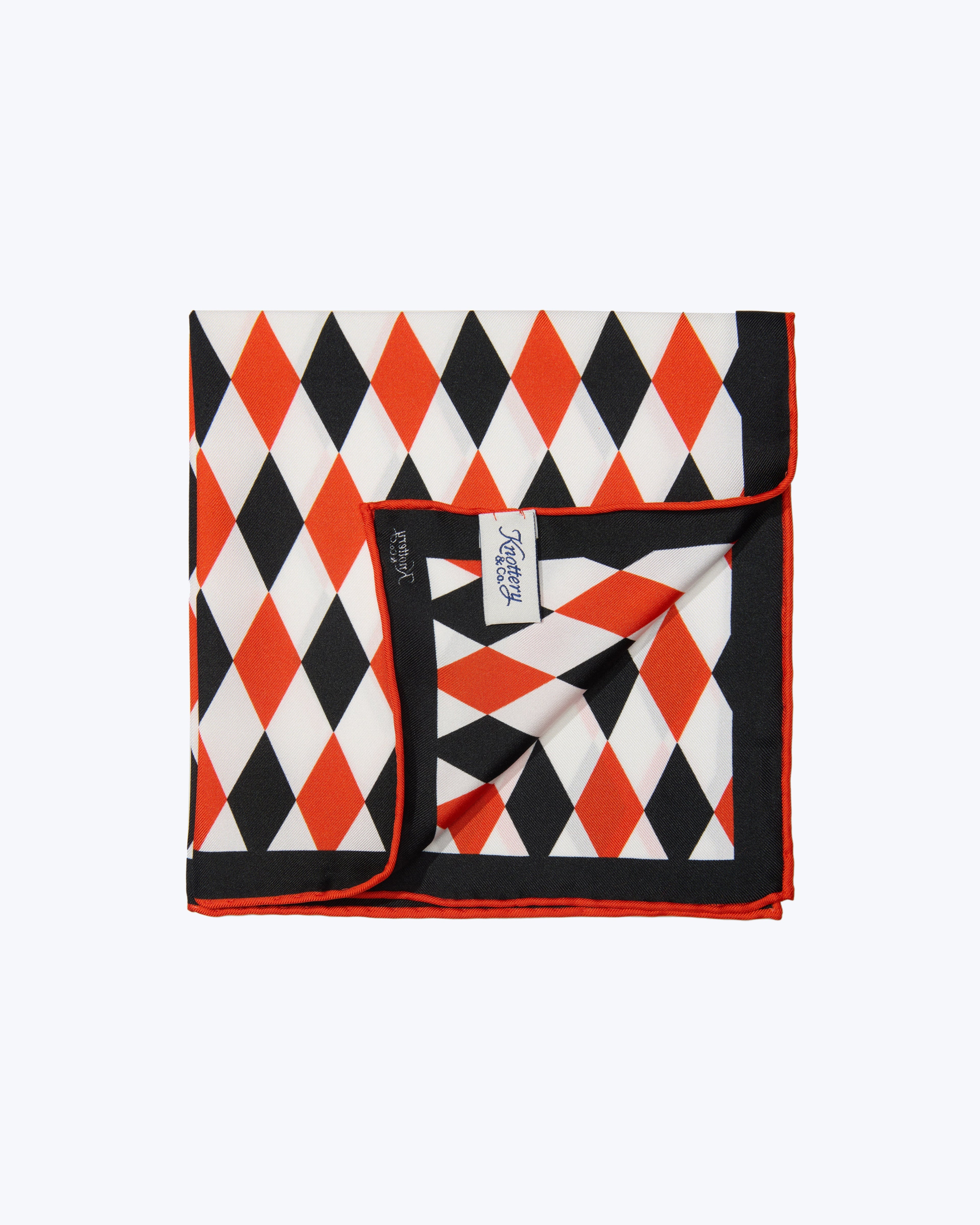 Diamond Silk Pocket Square - Red & Black