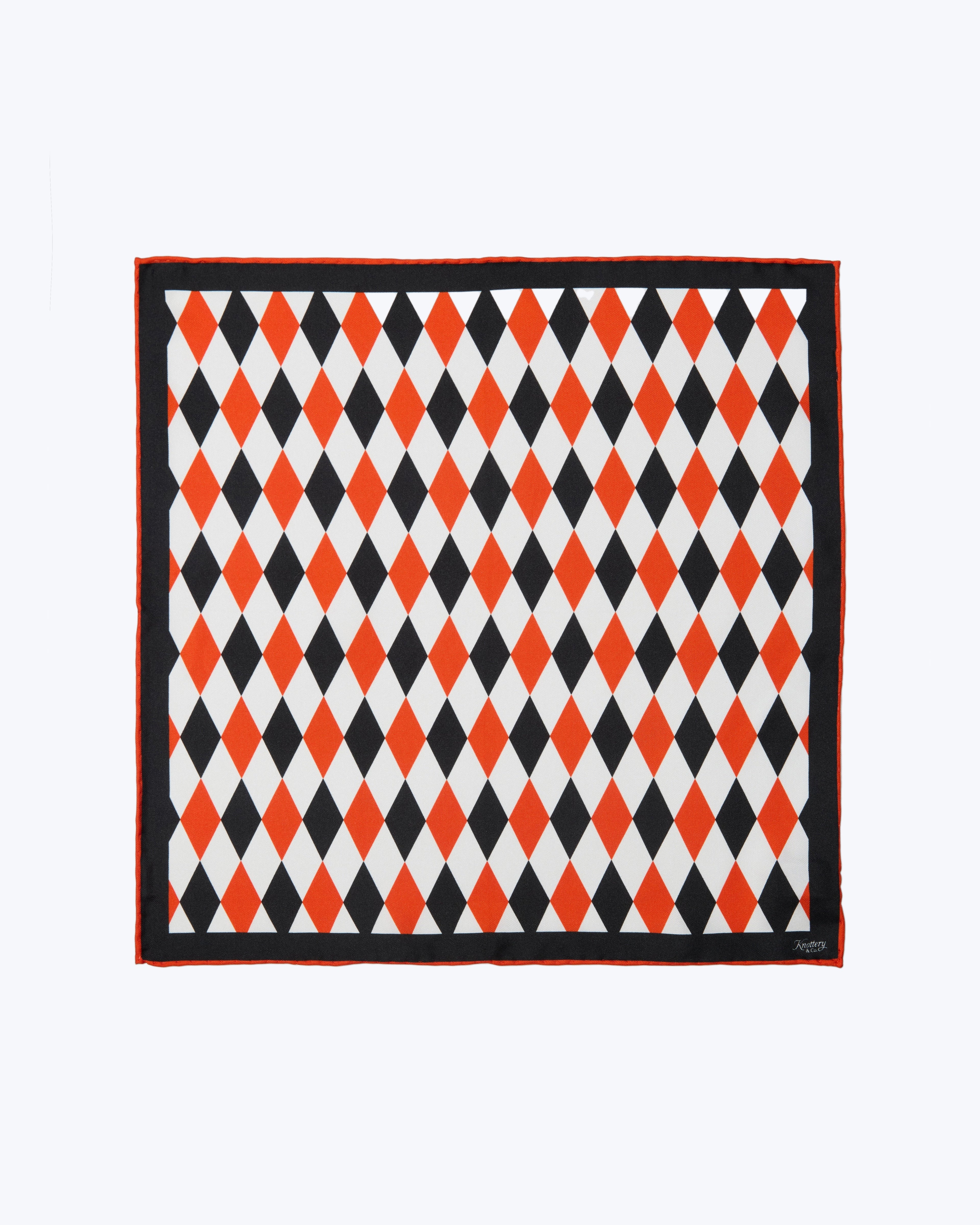 Diamond Silk Pocket Square - Red & Black