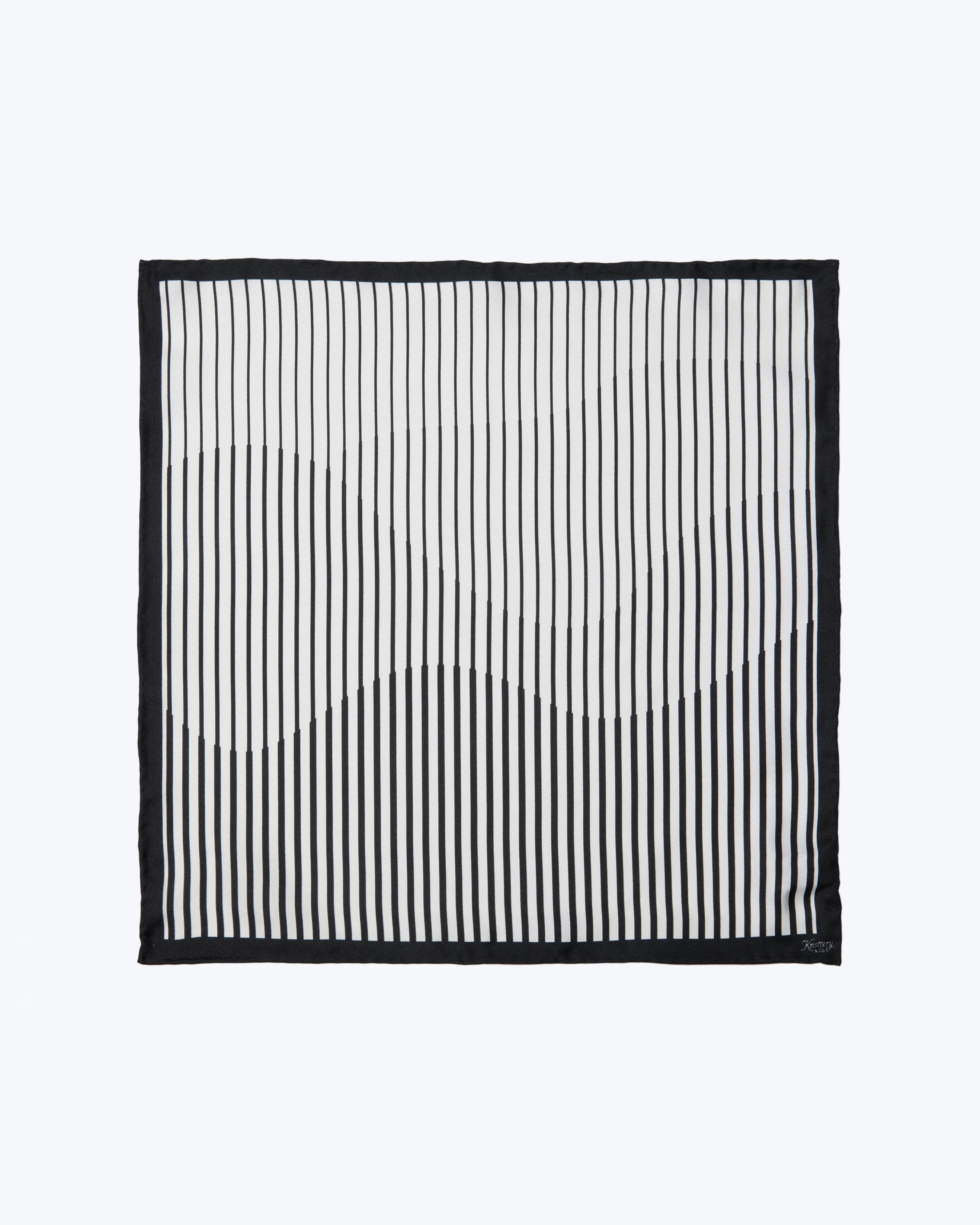 Pinstripe Silk Pocket Square - Black & White