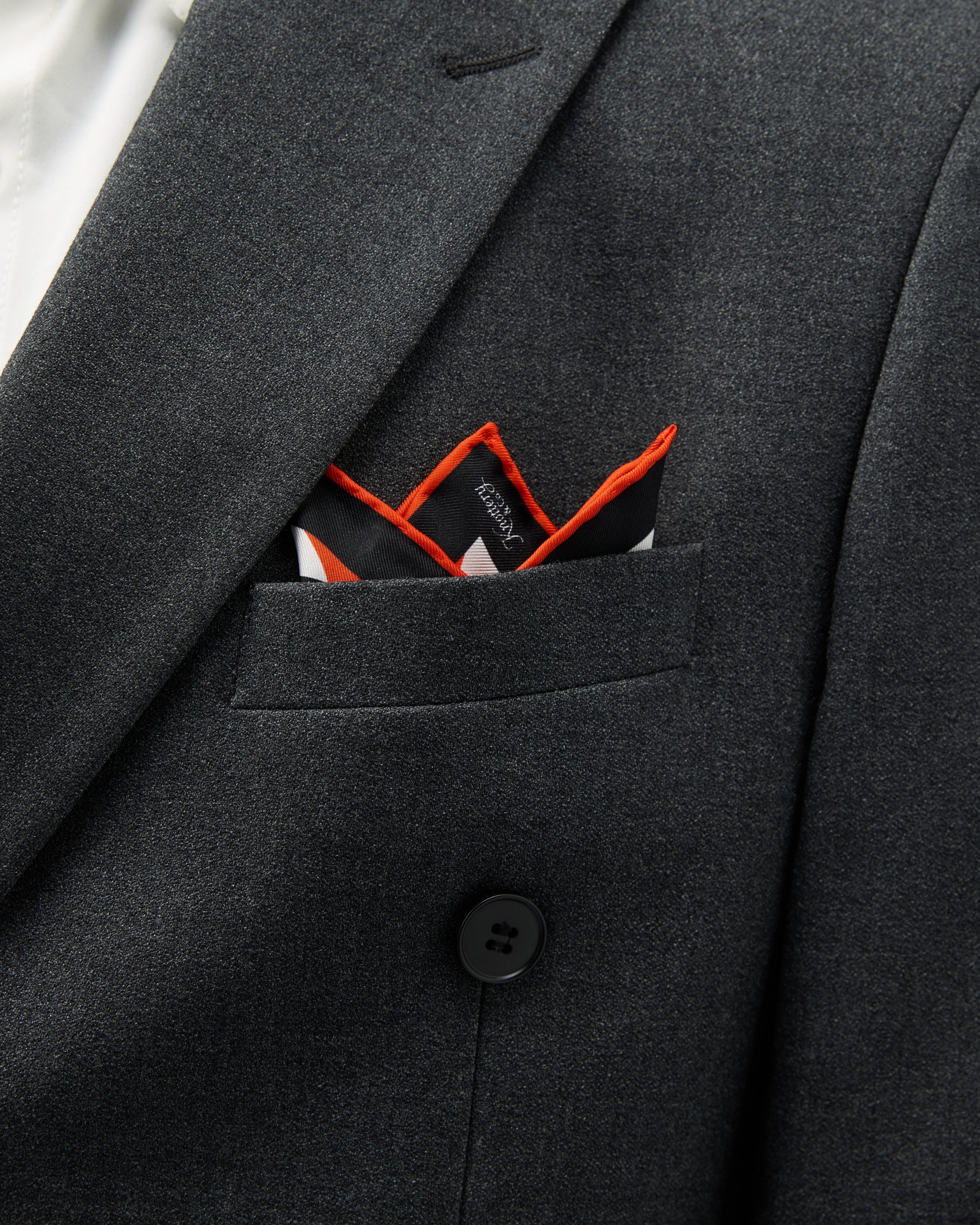 Diamond Silk Pocket Square - Red & Black