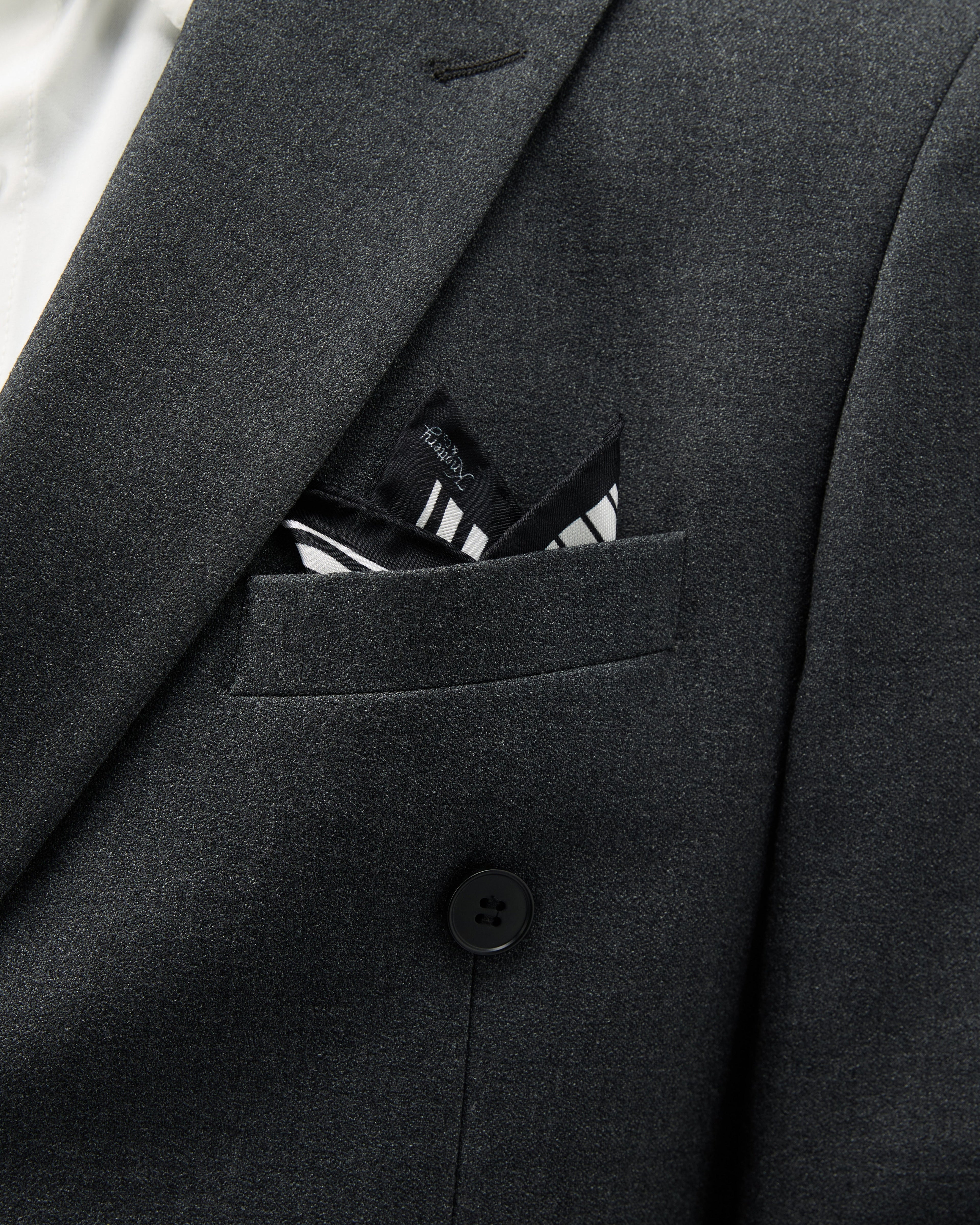 Pinstripe Silk Pocket Square - Black & White