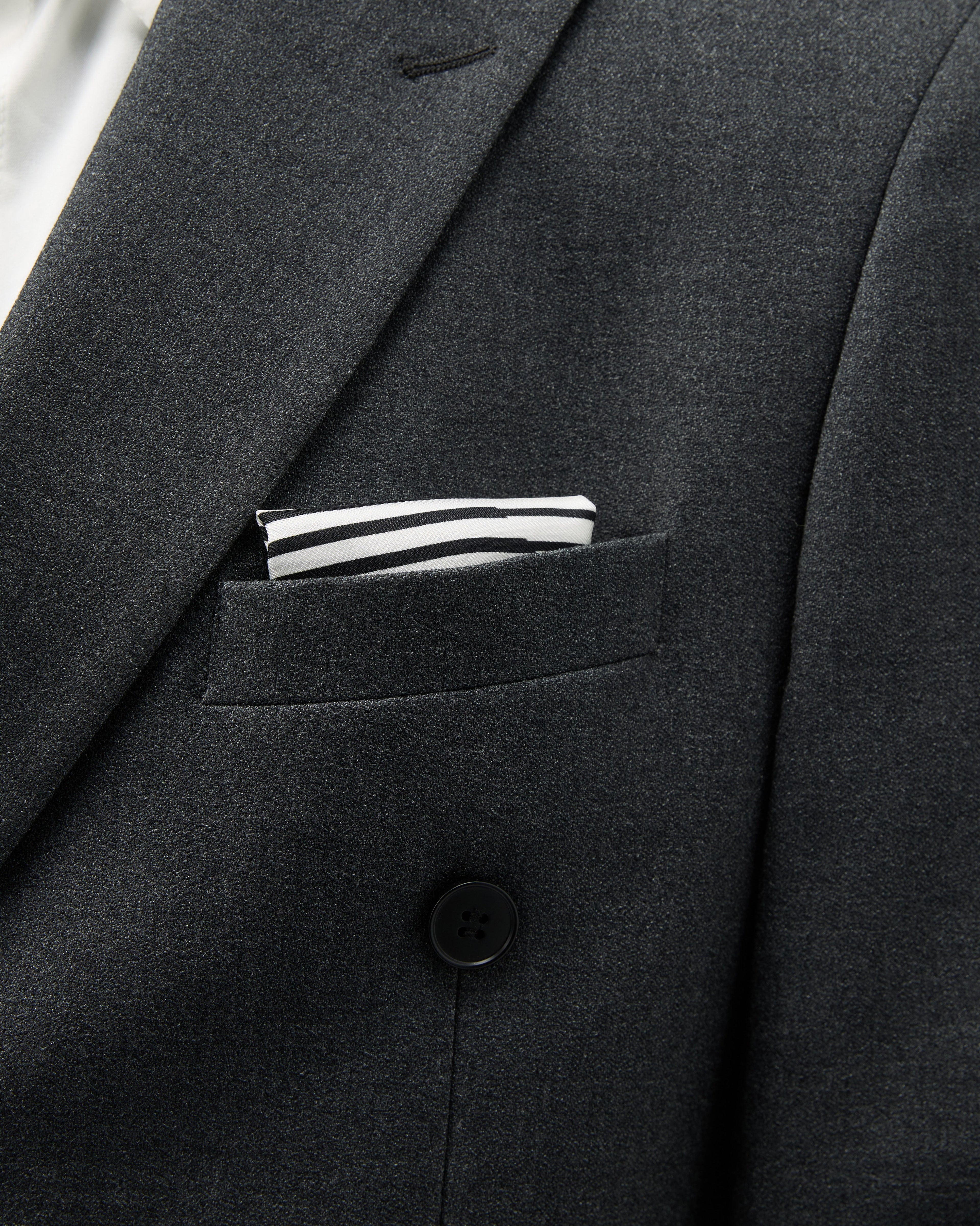 Pinstripe Silk Pocket Square - Black & White
