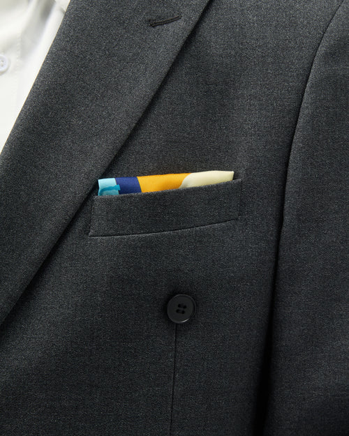 Cavalier Silk Pocket Square - Navy & Orange