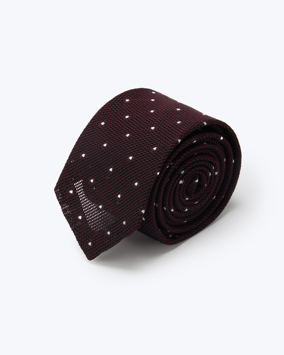 Polka Dot Leno Silk Tie - Dark Red