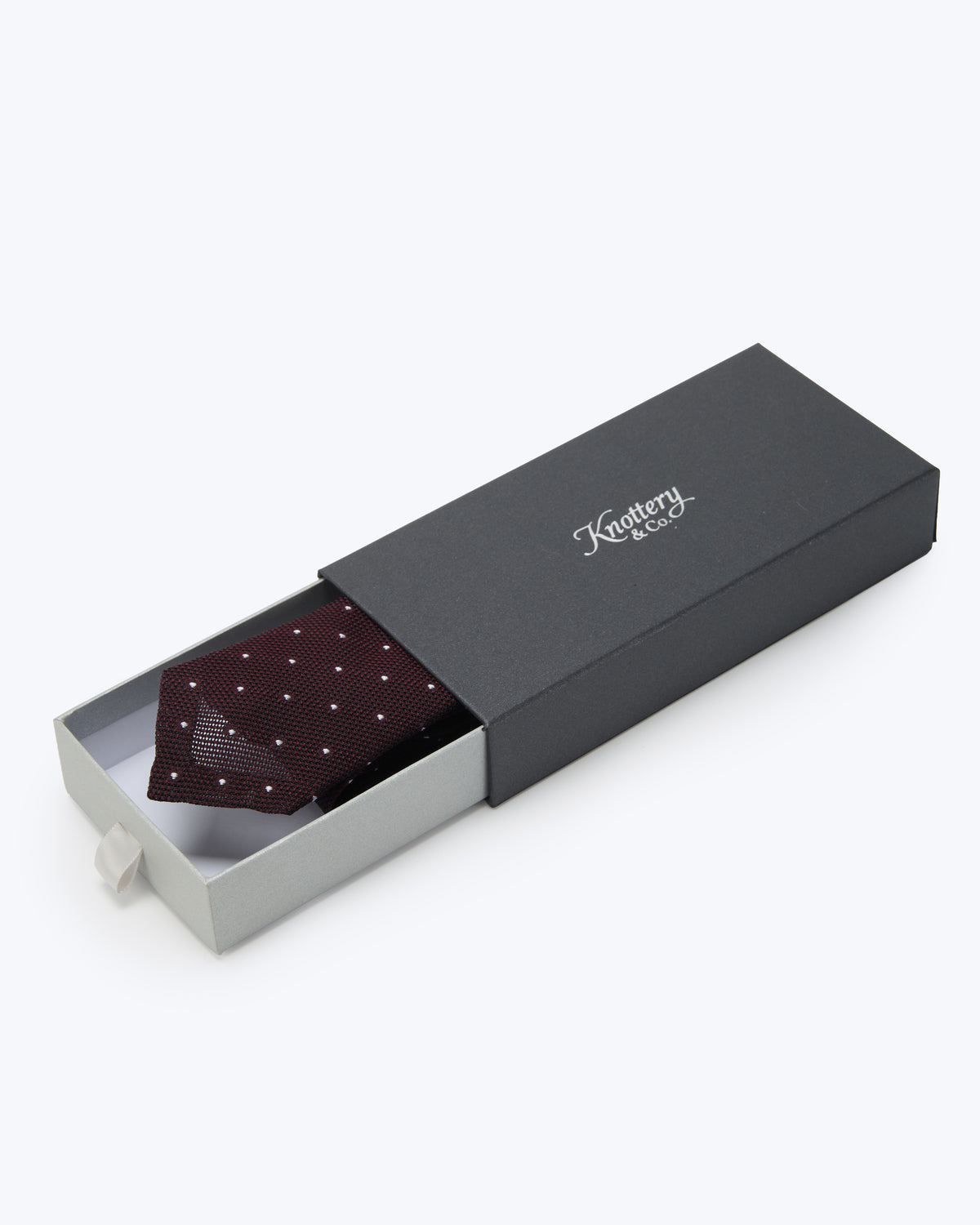 Polka Dot Leno Silk Tie - Dark Red