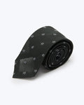 White Blossom Leno Silk Tie - Dark Green