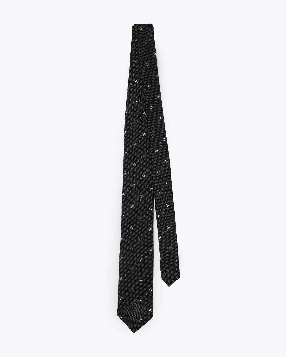 White Blossom Leno Silk Tie - Dark Green