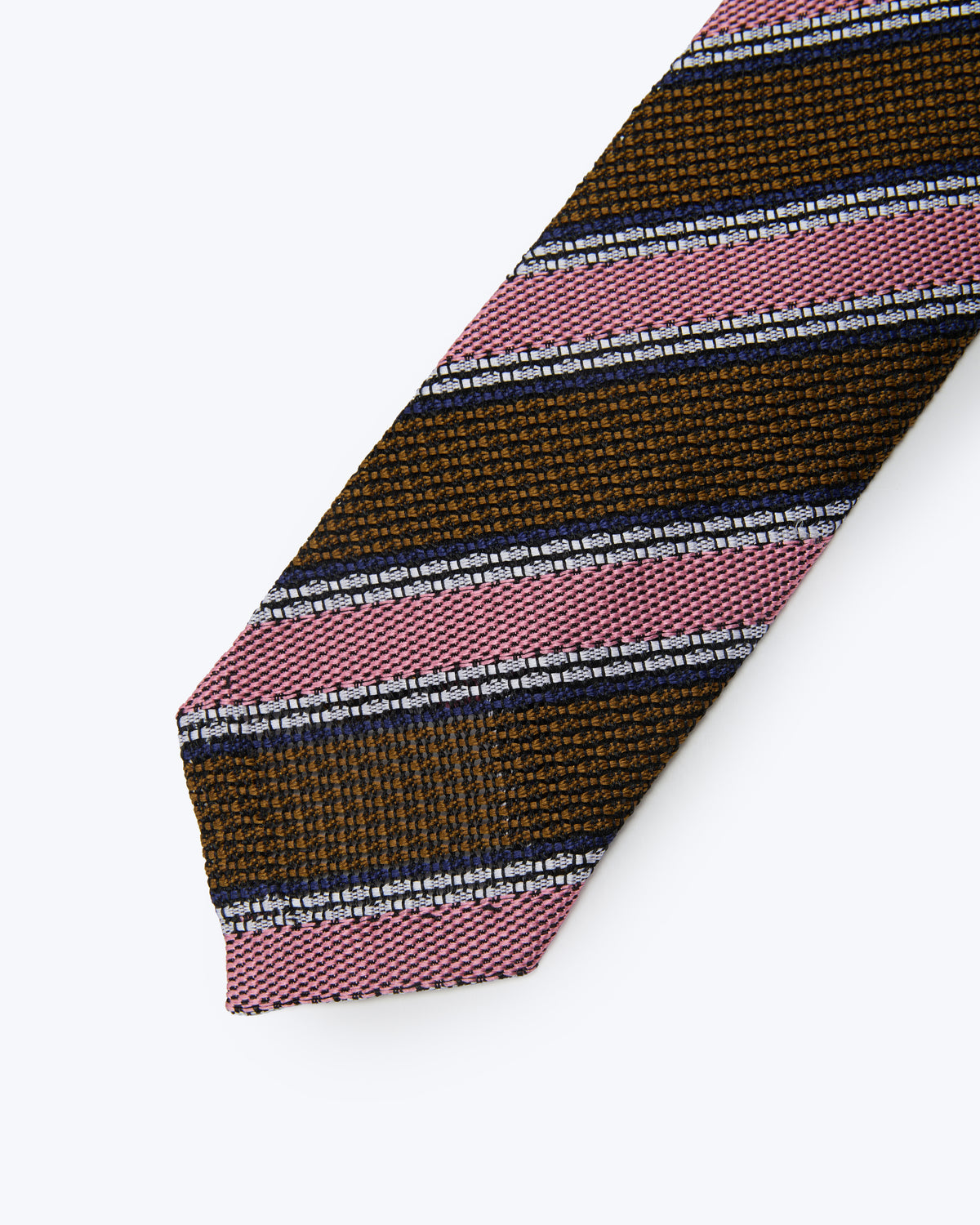 Striped Leno Silk Tie - Pink & Green