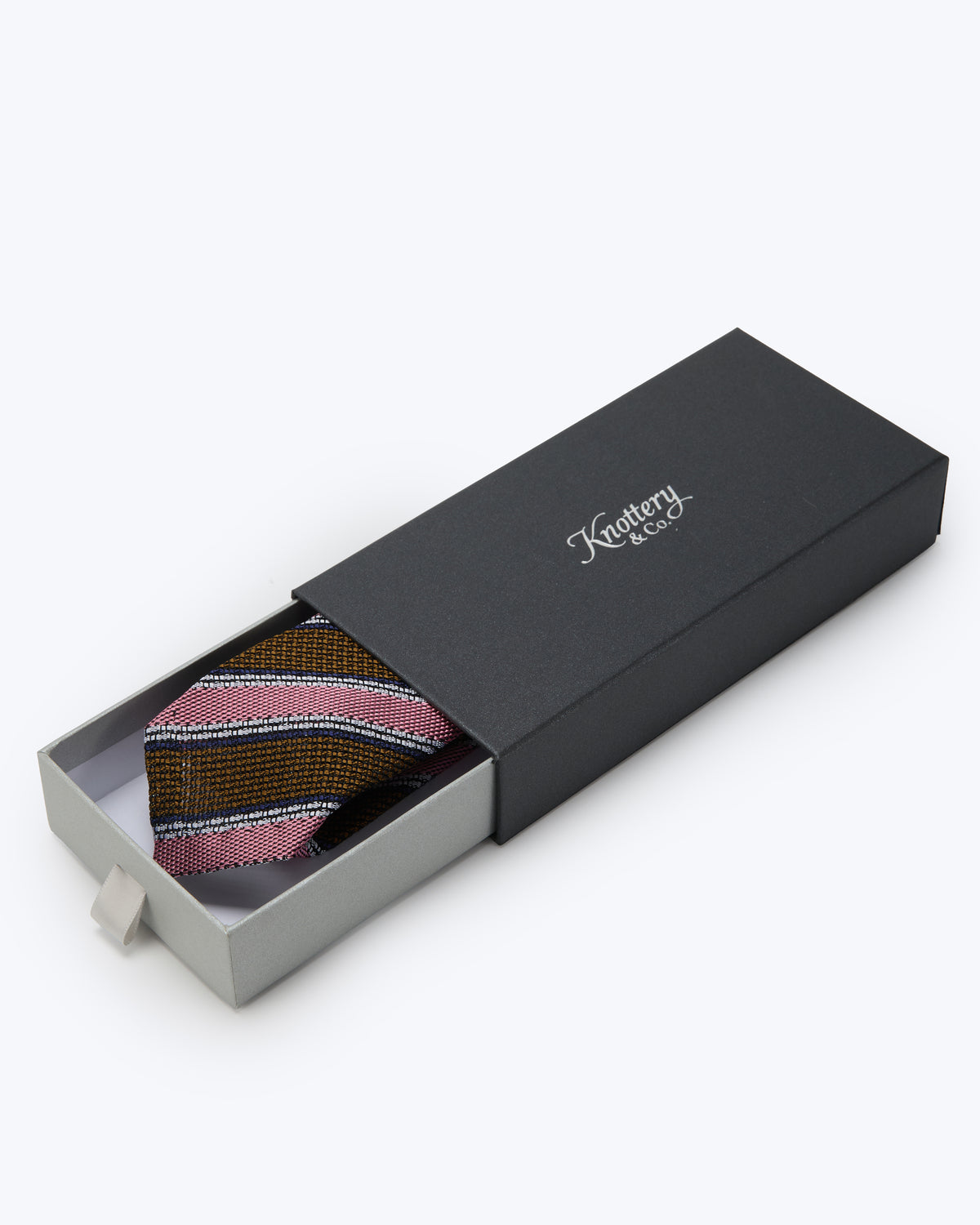 Striped Leno Silk Tie - Pink & Green