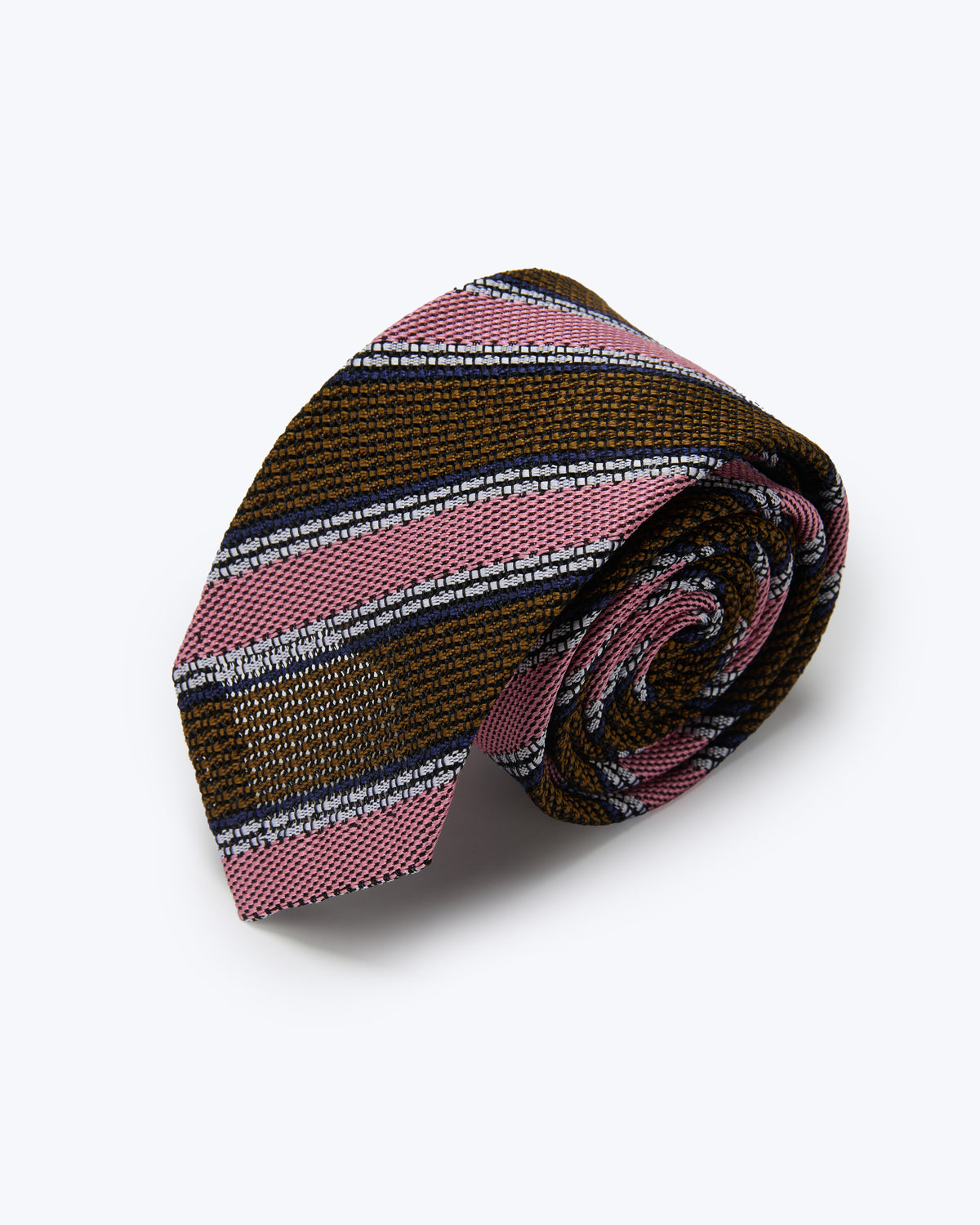 Striped Leno Silk Tie - Pink & Green