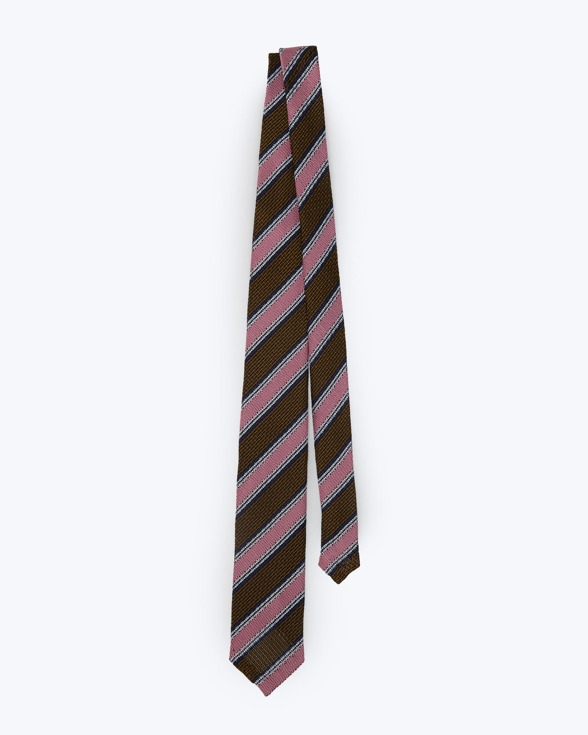 Striped Leno Silk Tie - Pink & Green