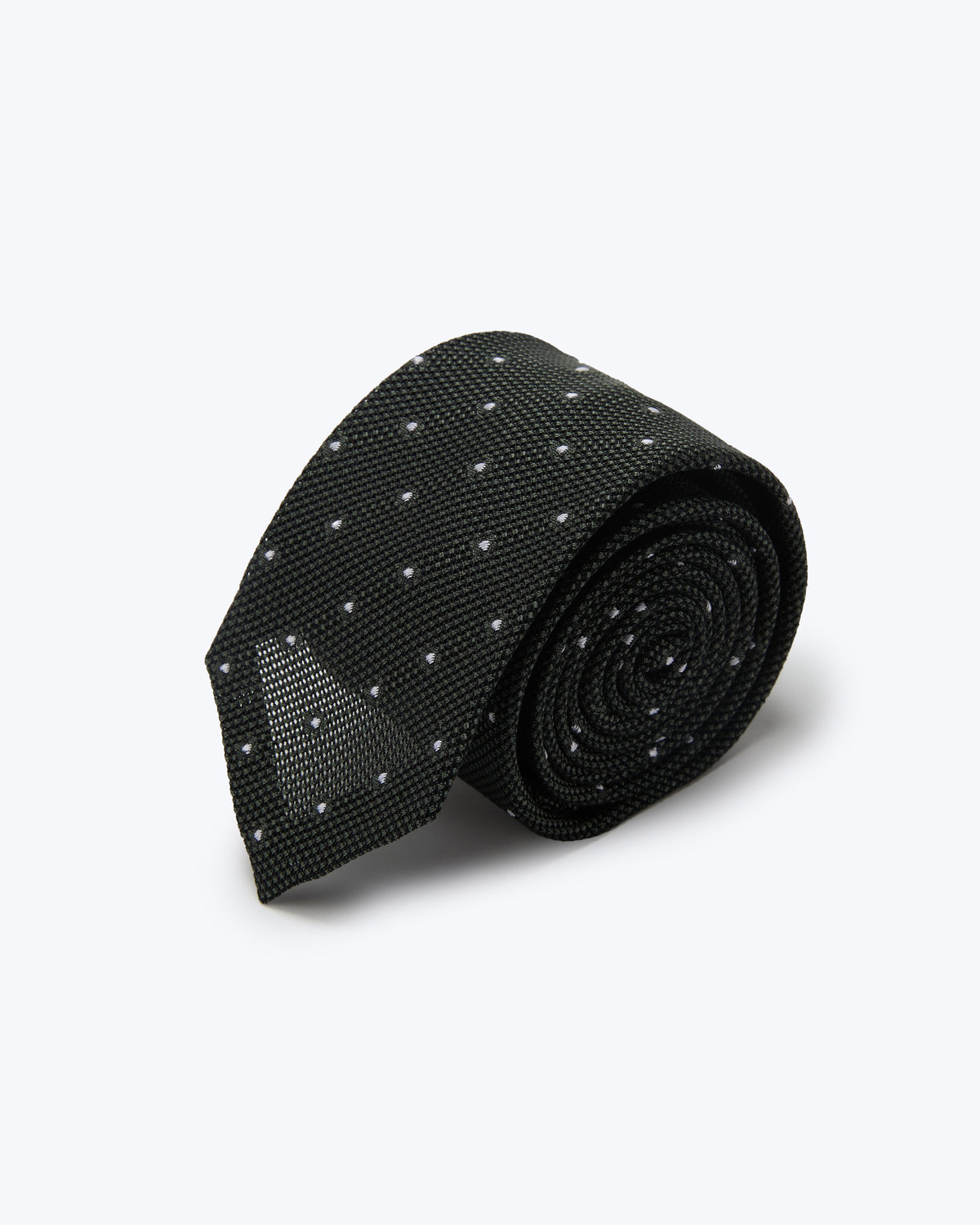 Polka Dot Leno Silk Tie - Dark Green