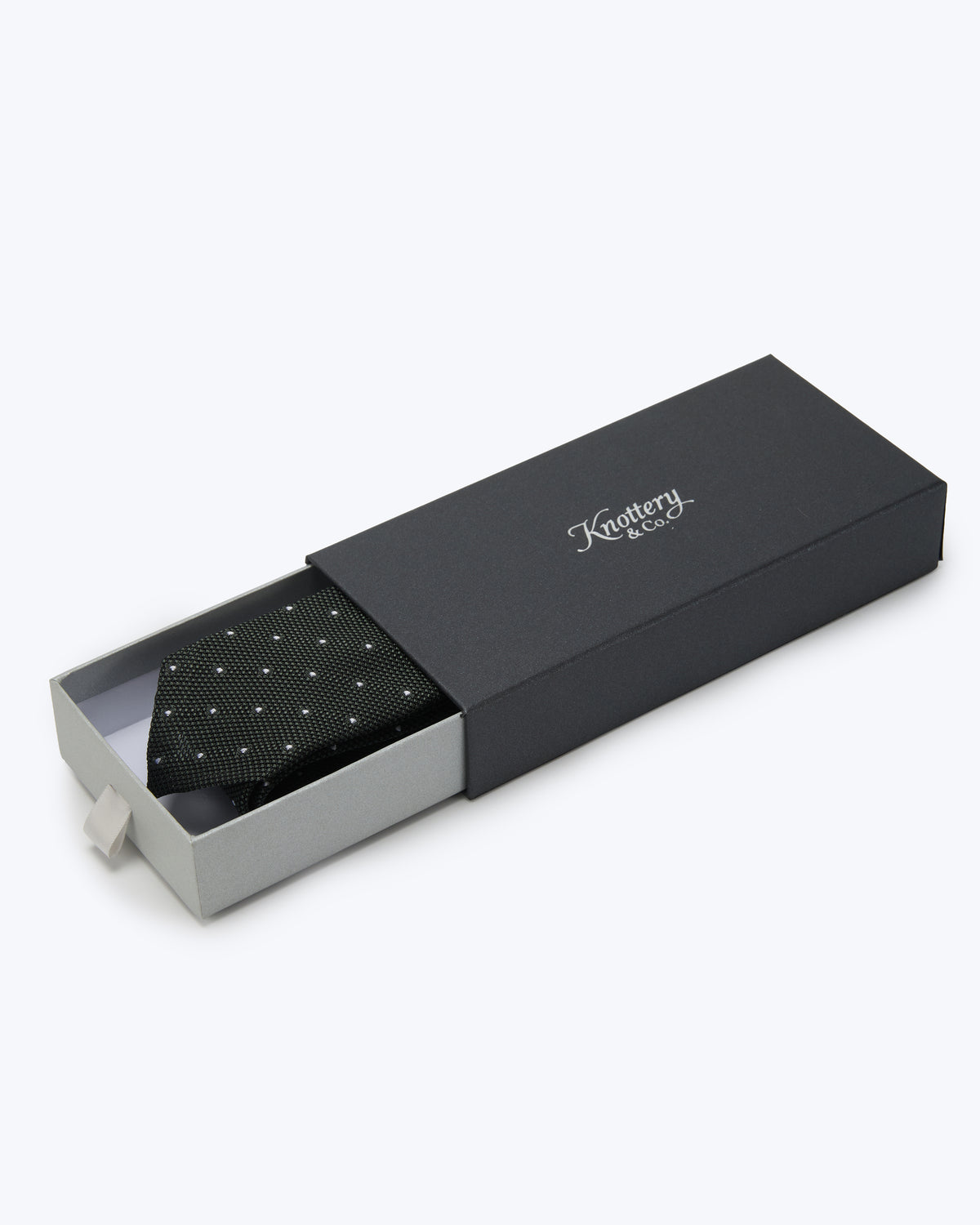 Polka Dot Leno Silk Tie - Dark Green