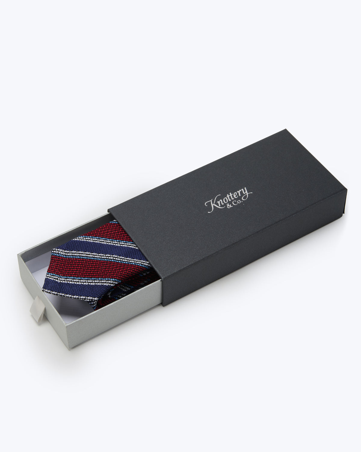 Striped Leno Silk Tie - Red & Blue