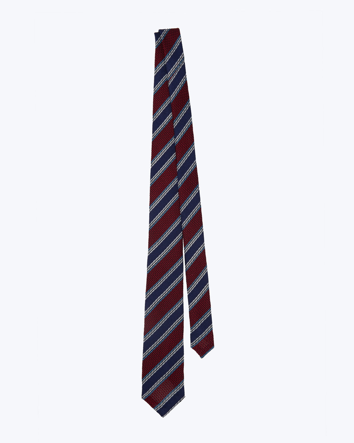 Striped Leno Silk Tie - Red & Blue
