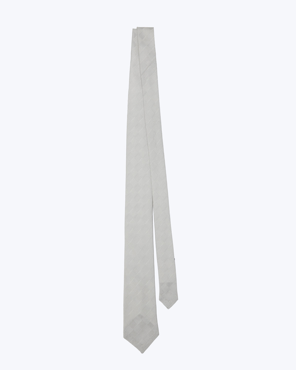 Checkerboard Leno Silk Tie - White