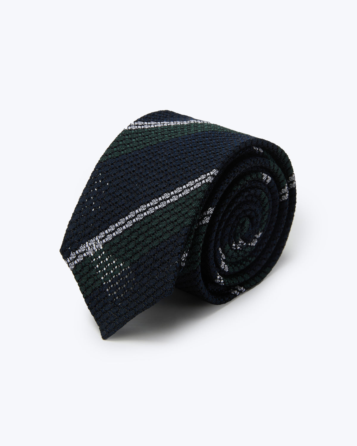 Striped Leno Silk Tie - Blue & Green